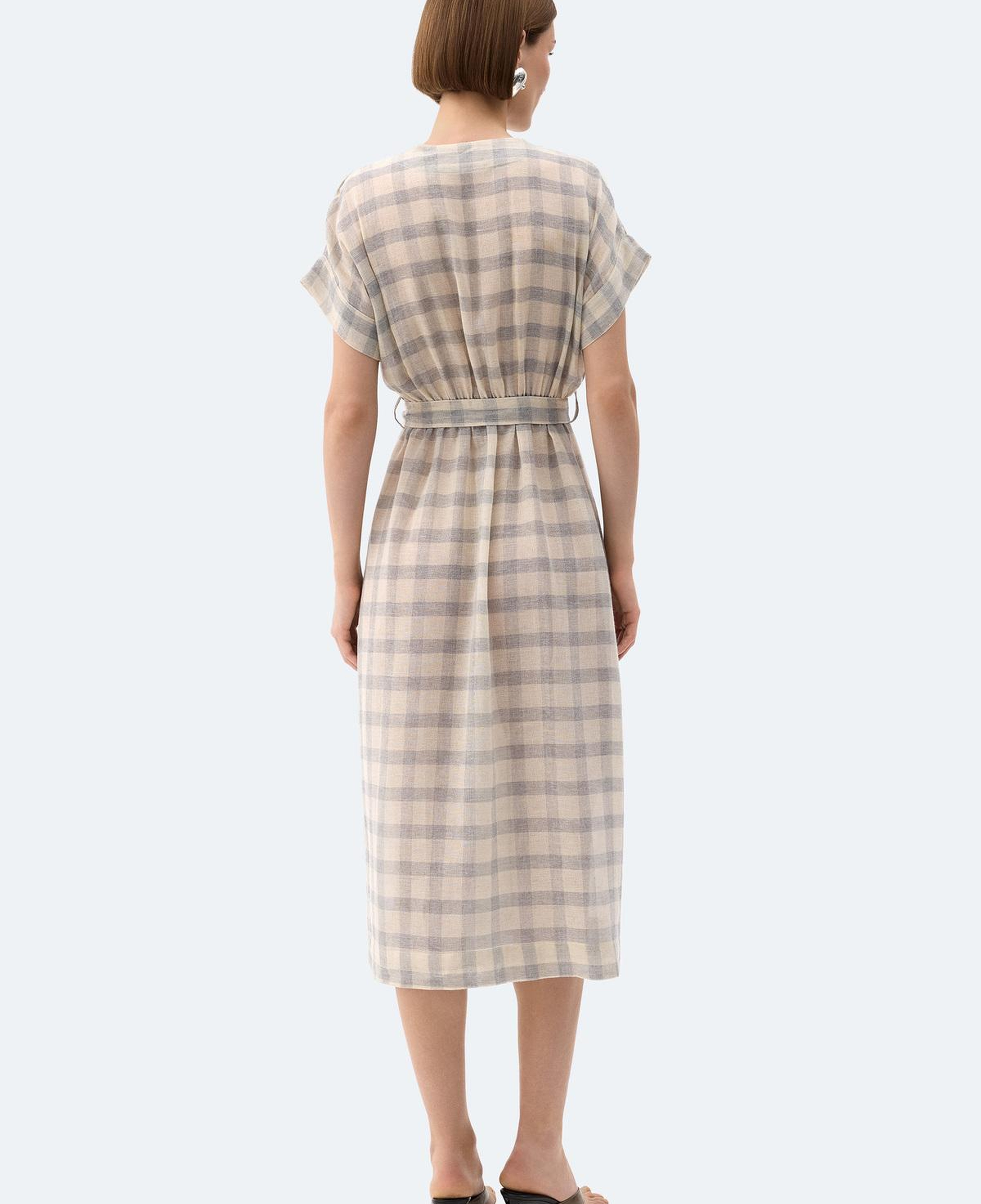 İKİKIZ Gri Ekose Anvelop Elbise Kadın Renkli