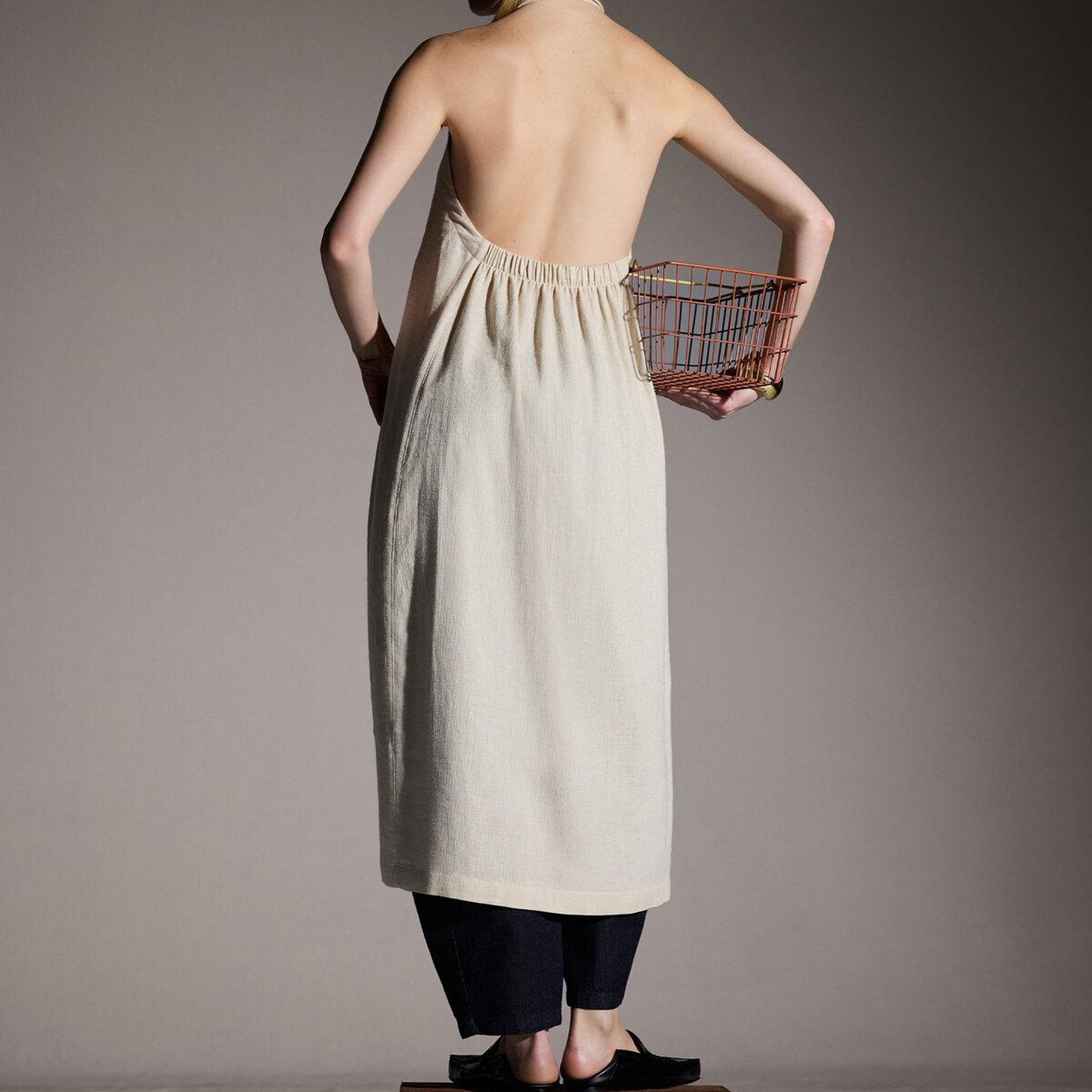 İKİKIZ Natürel Keten Gömlek Elbise Kadın Naturel