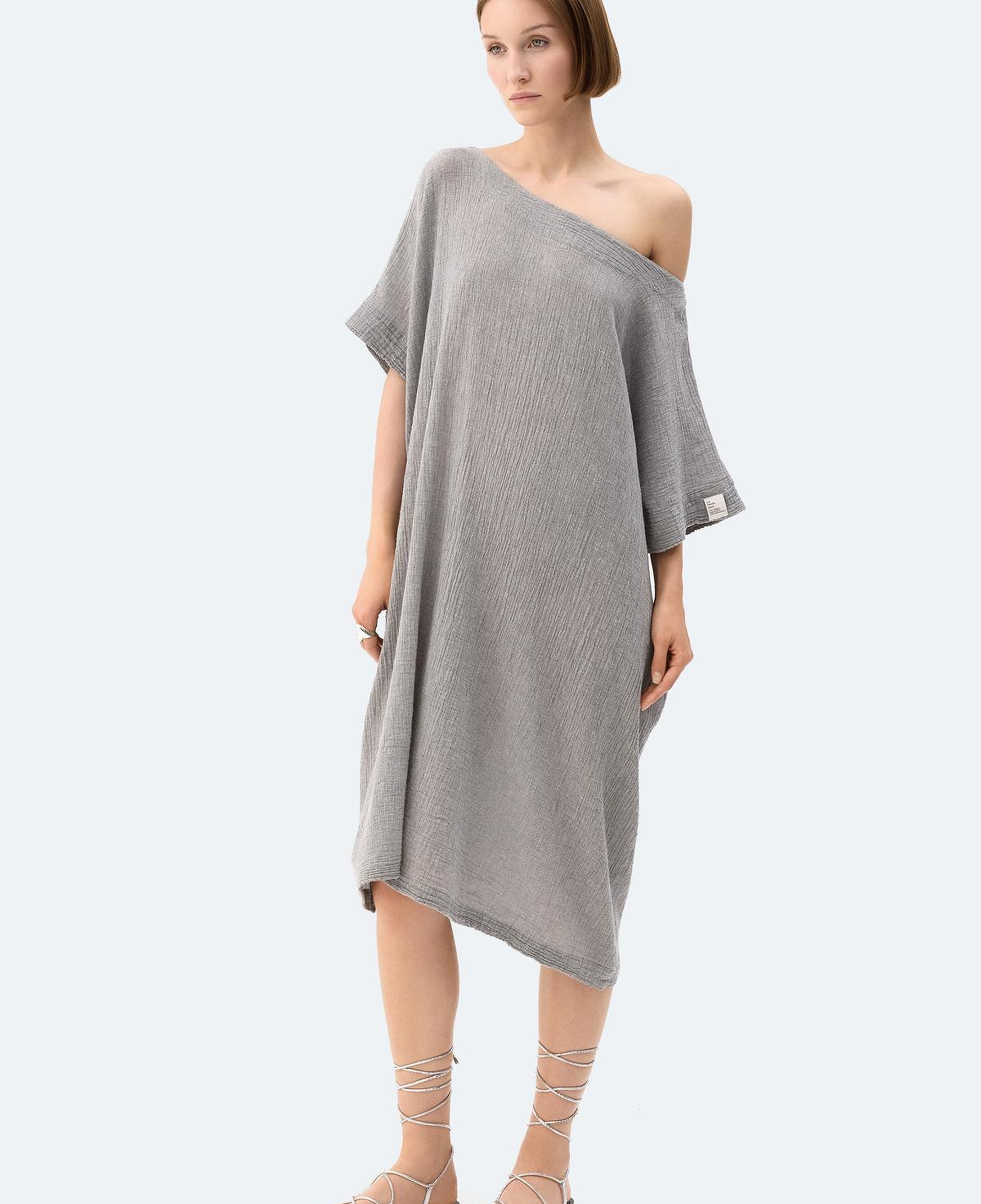 İKİKIZ Gri Crinkle Balon Elbise Kadın Renkli