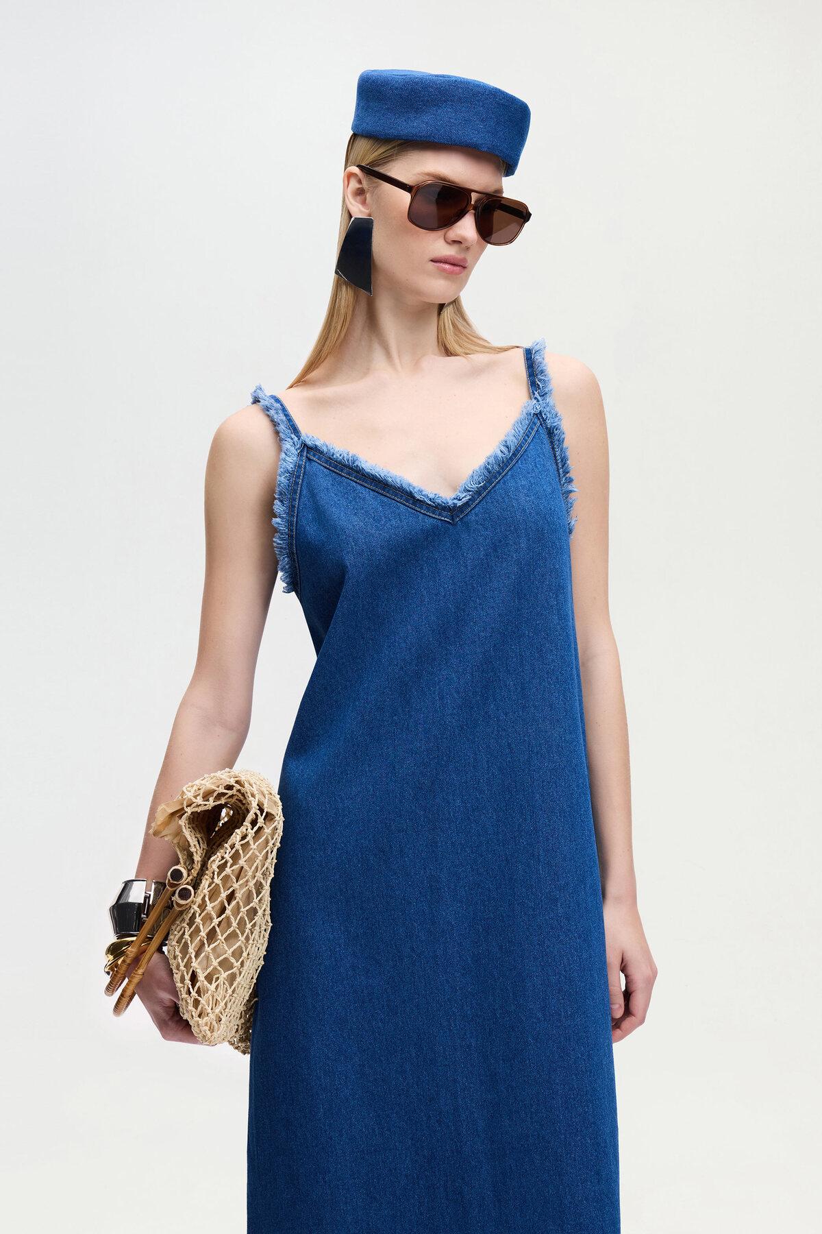 İKİKIZ Denim Elbise Kadın Renkli