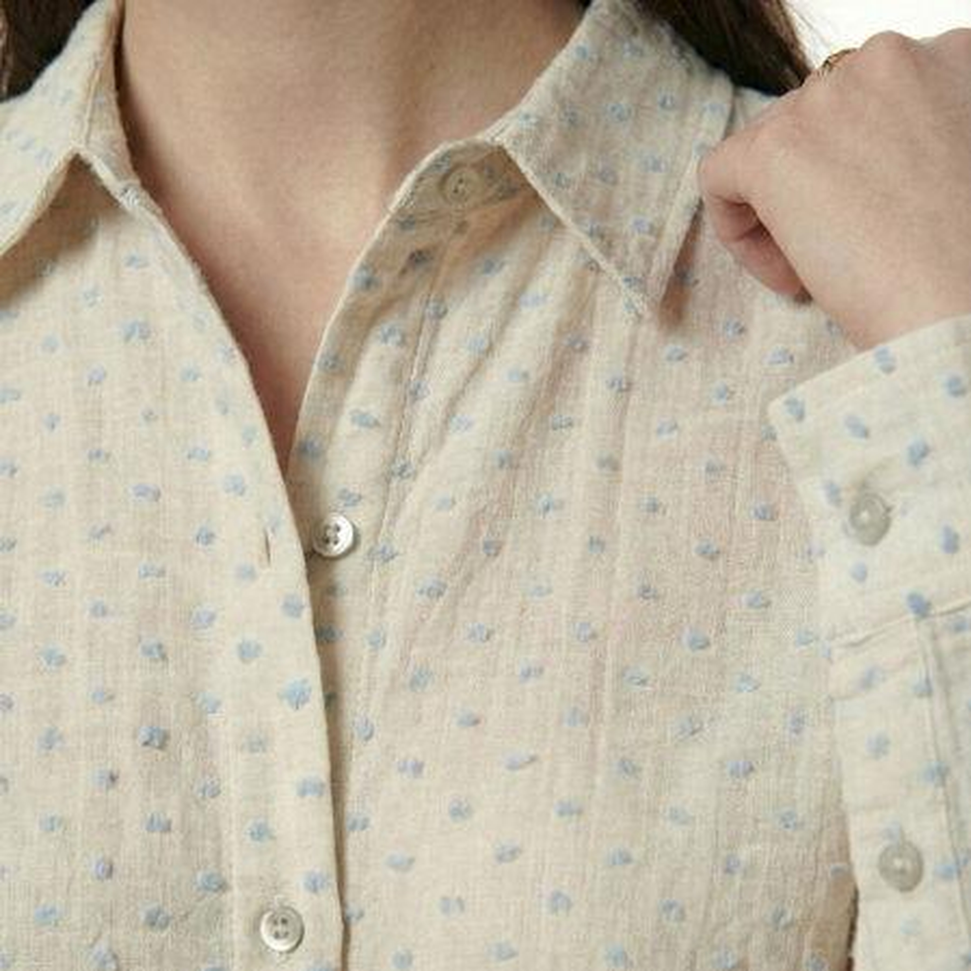 Qua Home Josef Kadın Müslin Uzun Kol Gömlek Mavi