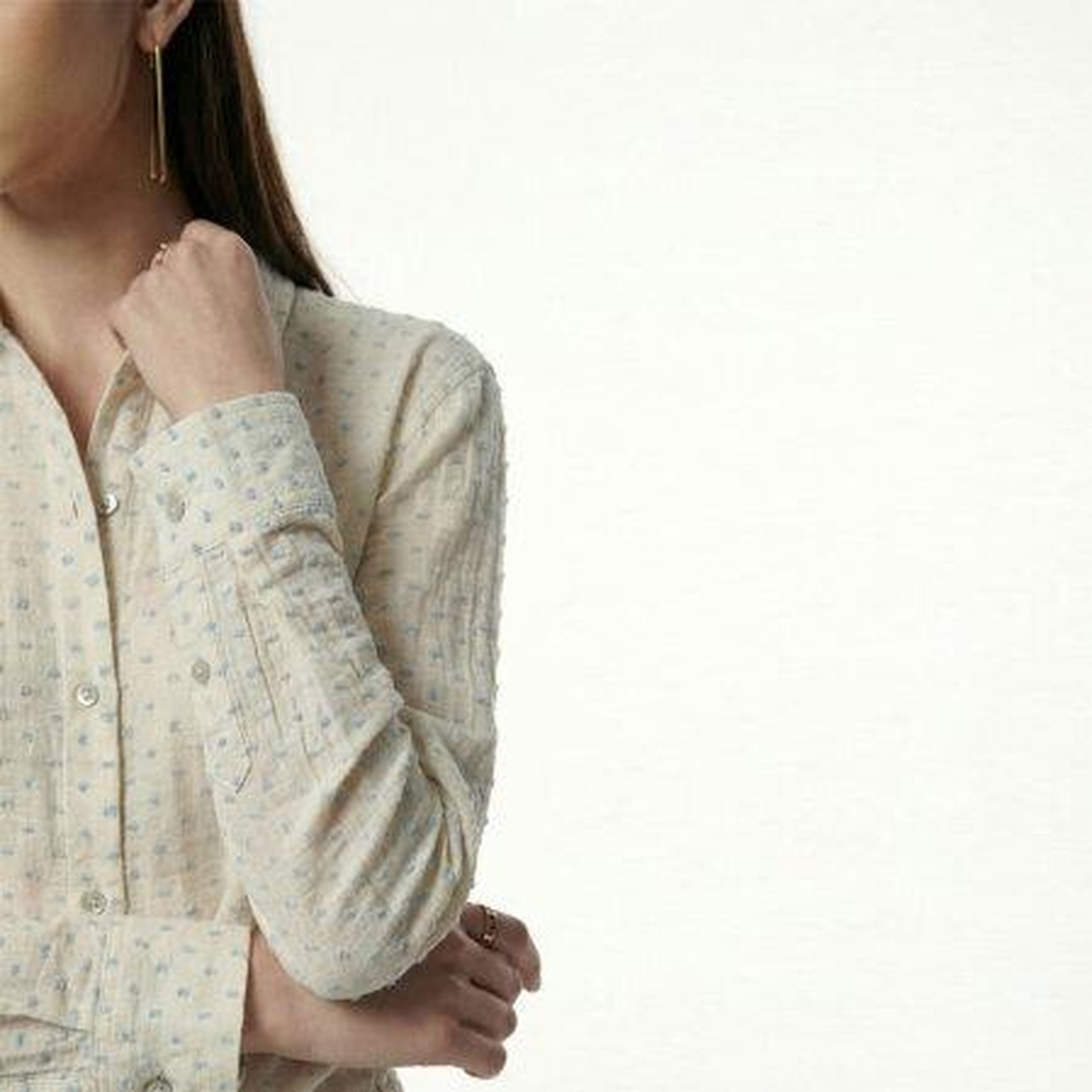 Qua Home Josef Kadın Müslin Uzun Kol Gömlek Mavi