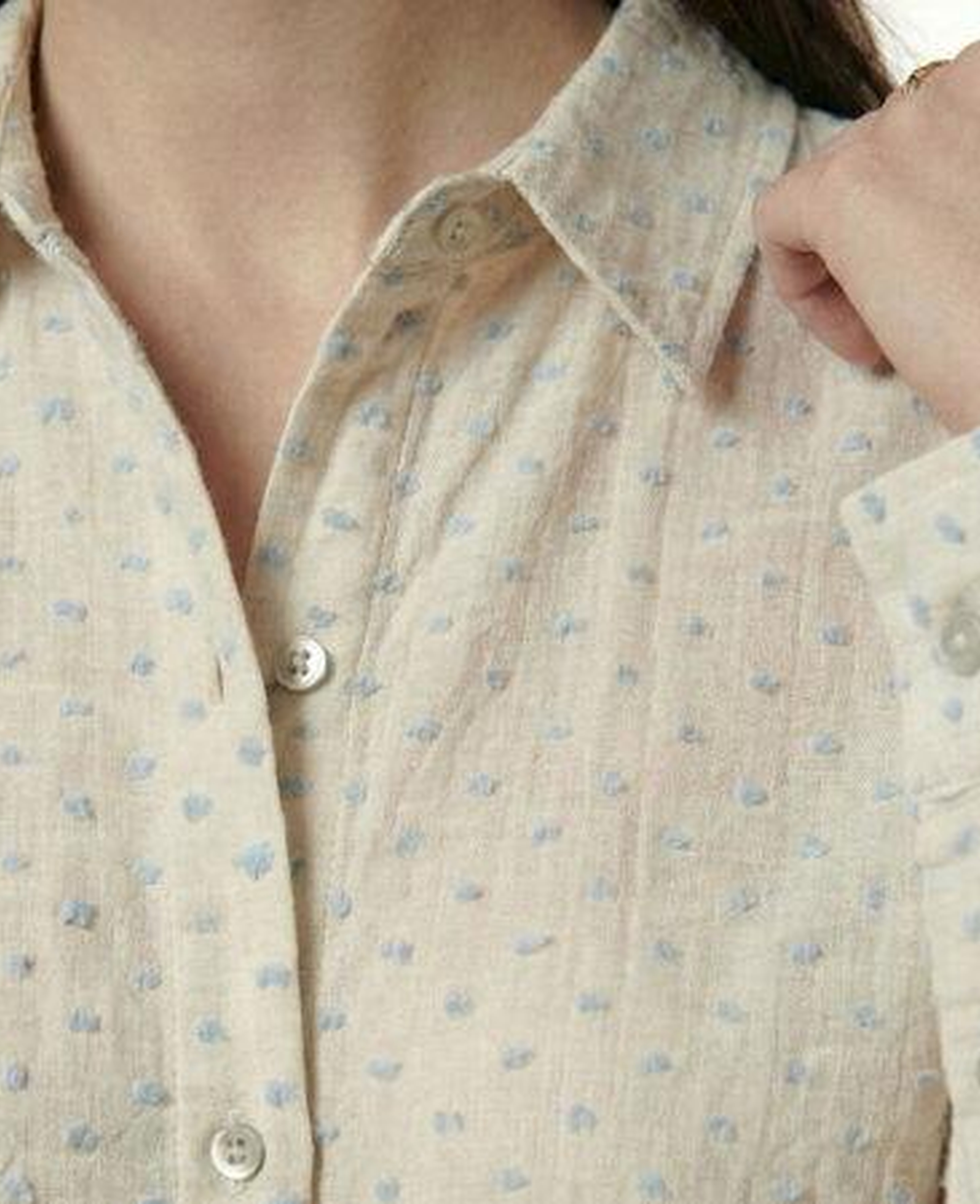 Qua Home Josef Kadın Müslin Uzun Kol Gömlek Mavi