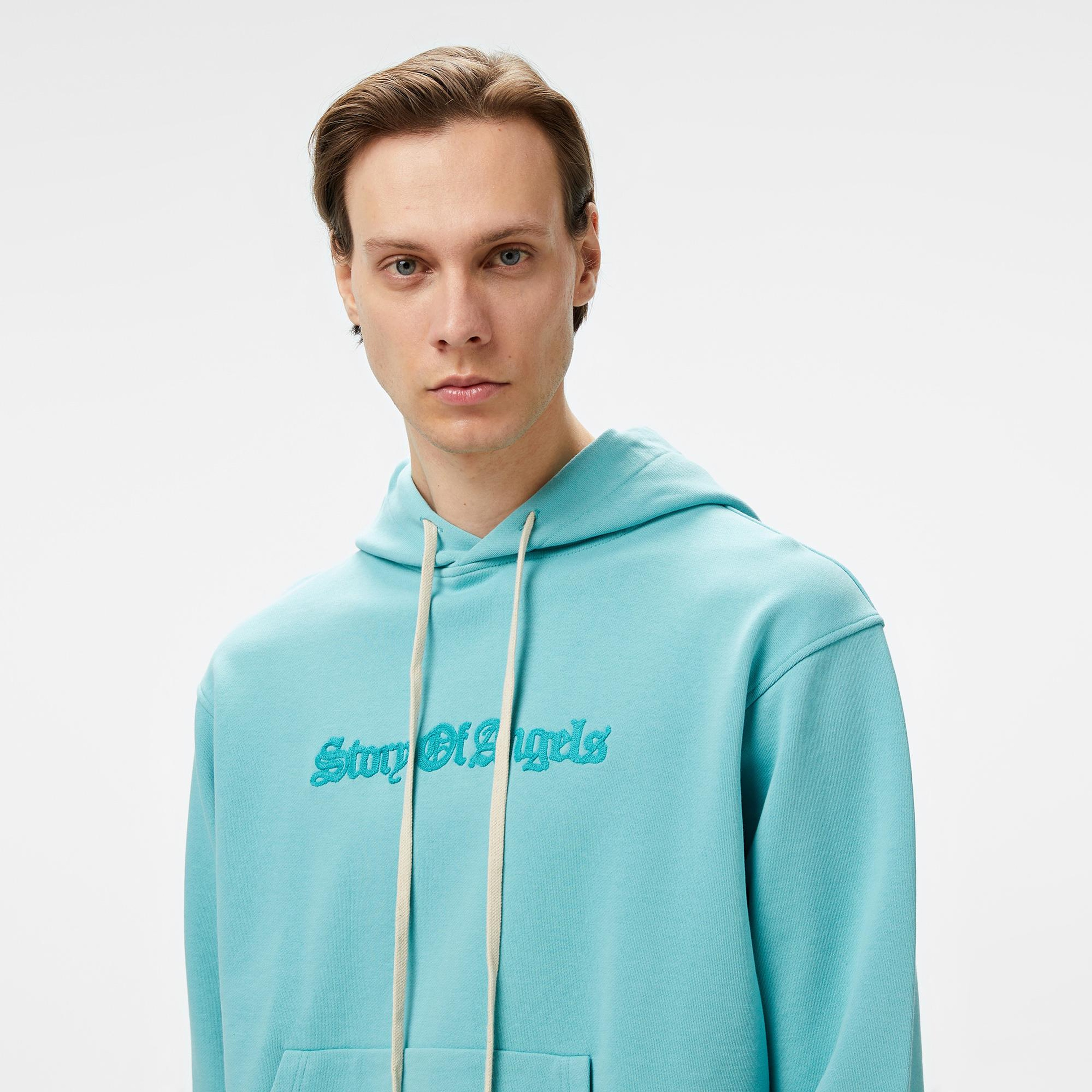 Story Of Angels Gold Angel Hand-Dye Erkek Mavi Sweatshirt