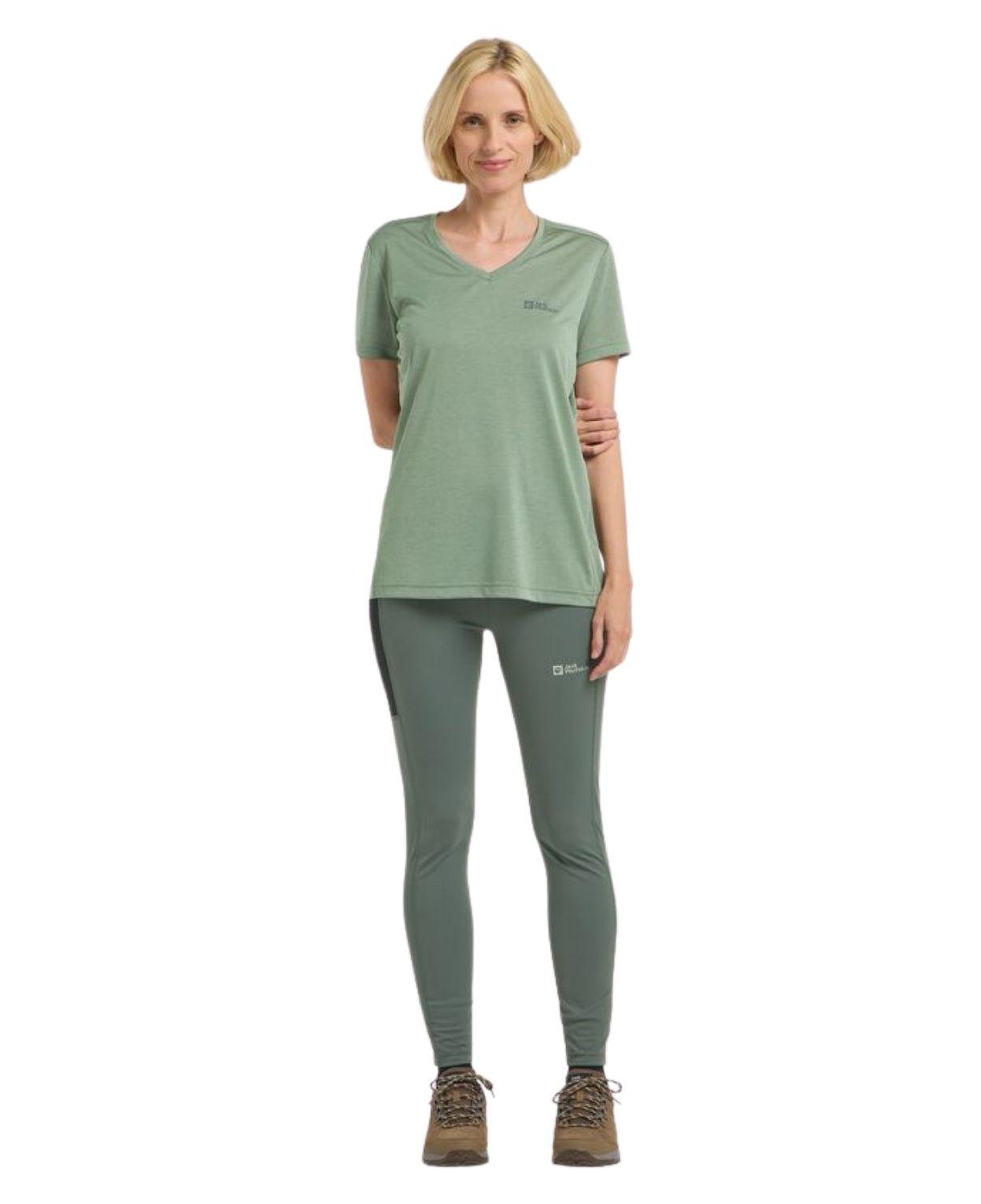 Jack Wolfskin Crosstrail T Kadın Yeşil Tişört