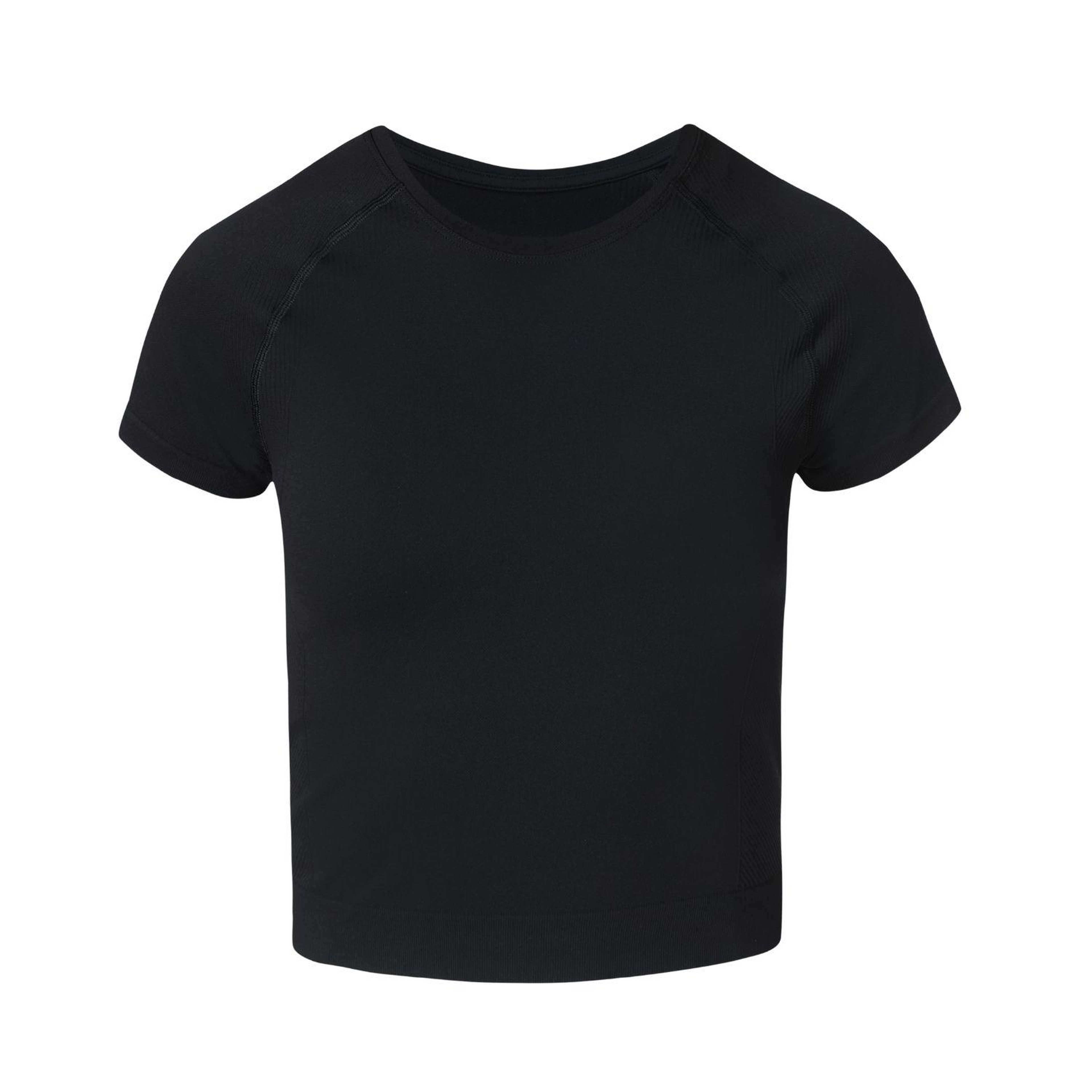 Sweaty Betty Athlete Crop Seamless Workout Kadın Siyah Fitness Tişört