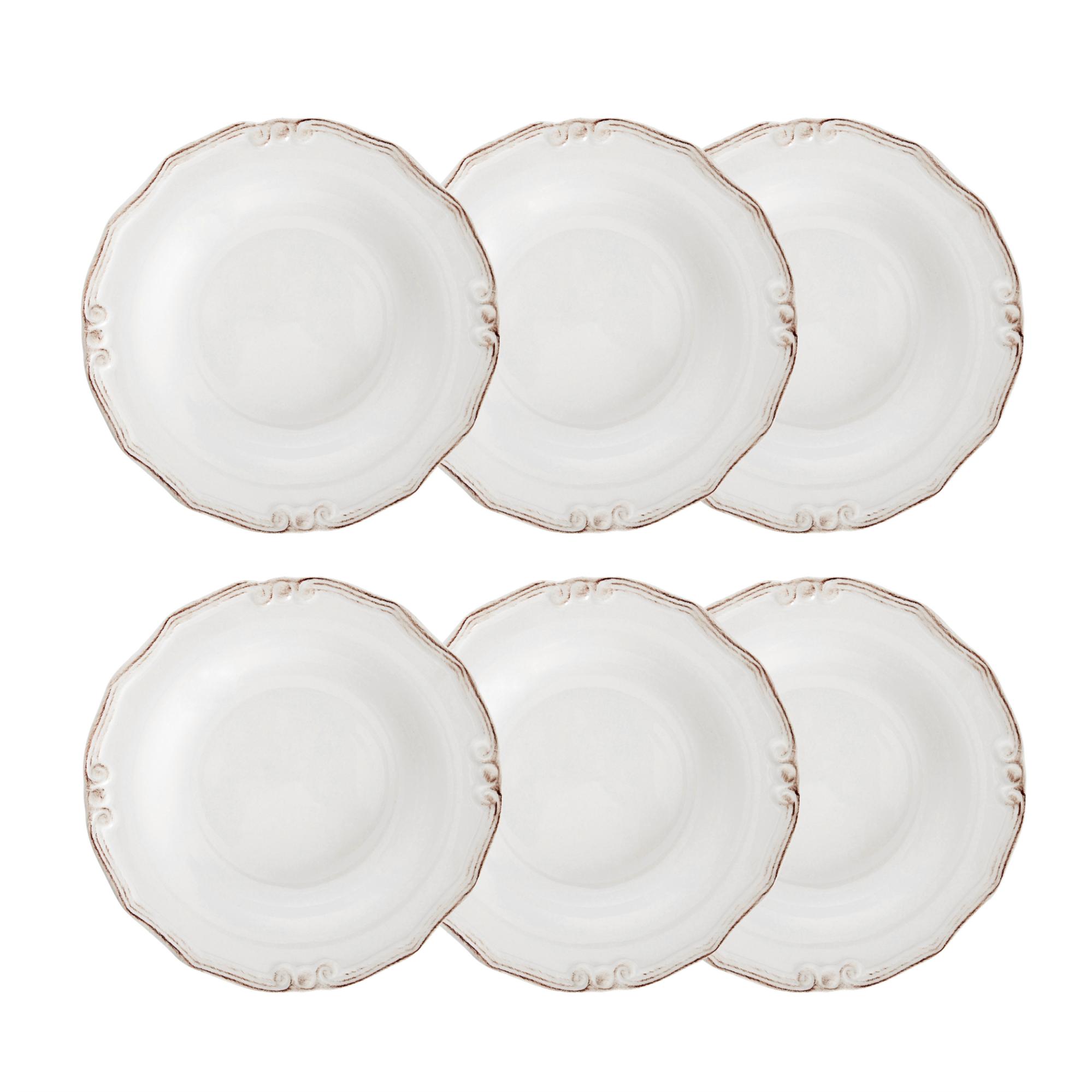 EKRU 6 LI ÇUKUR YEMEK TABAĞI SETİ 22CM