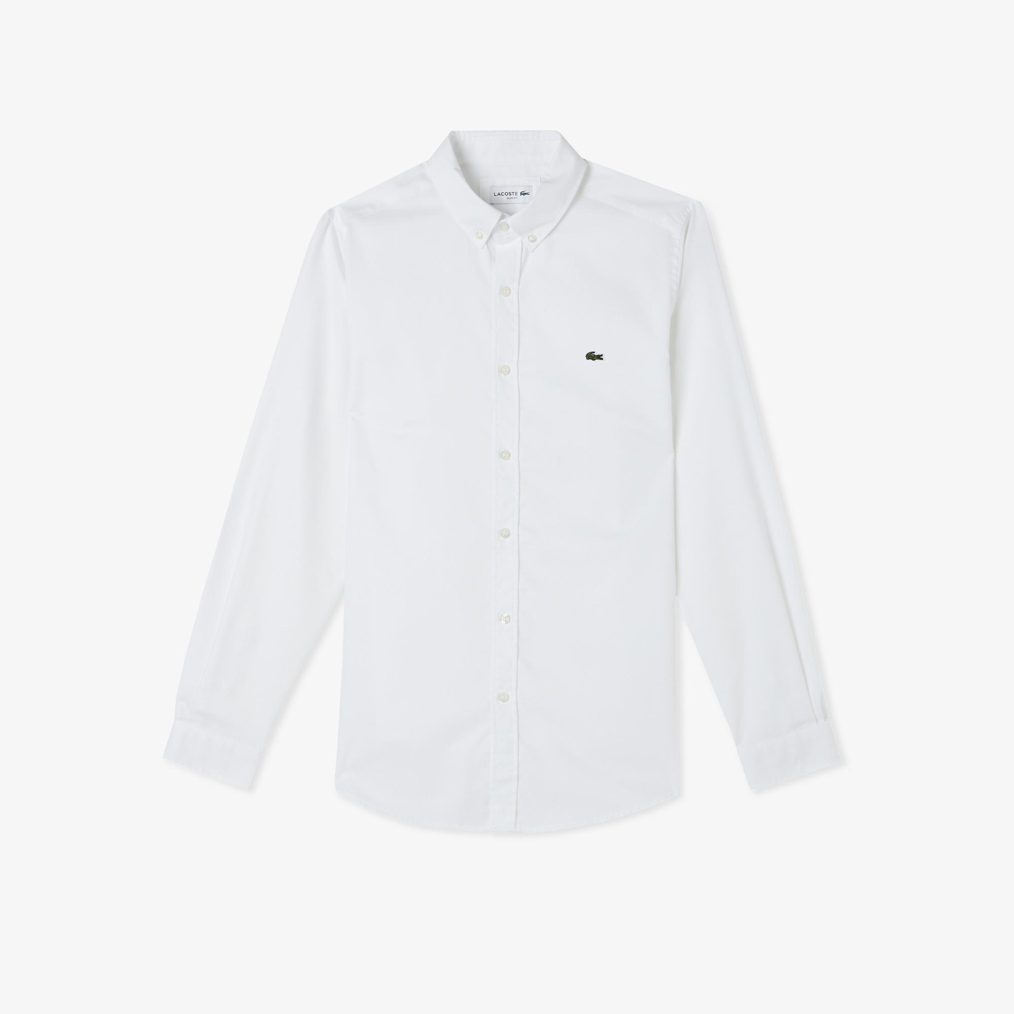 Lacoste Erkek Slim Fit Düğmeli Yaka Beyaz Gömlek