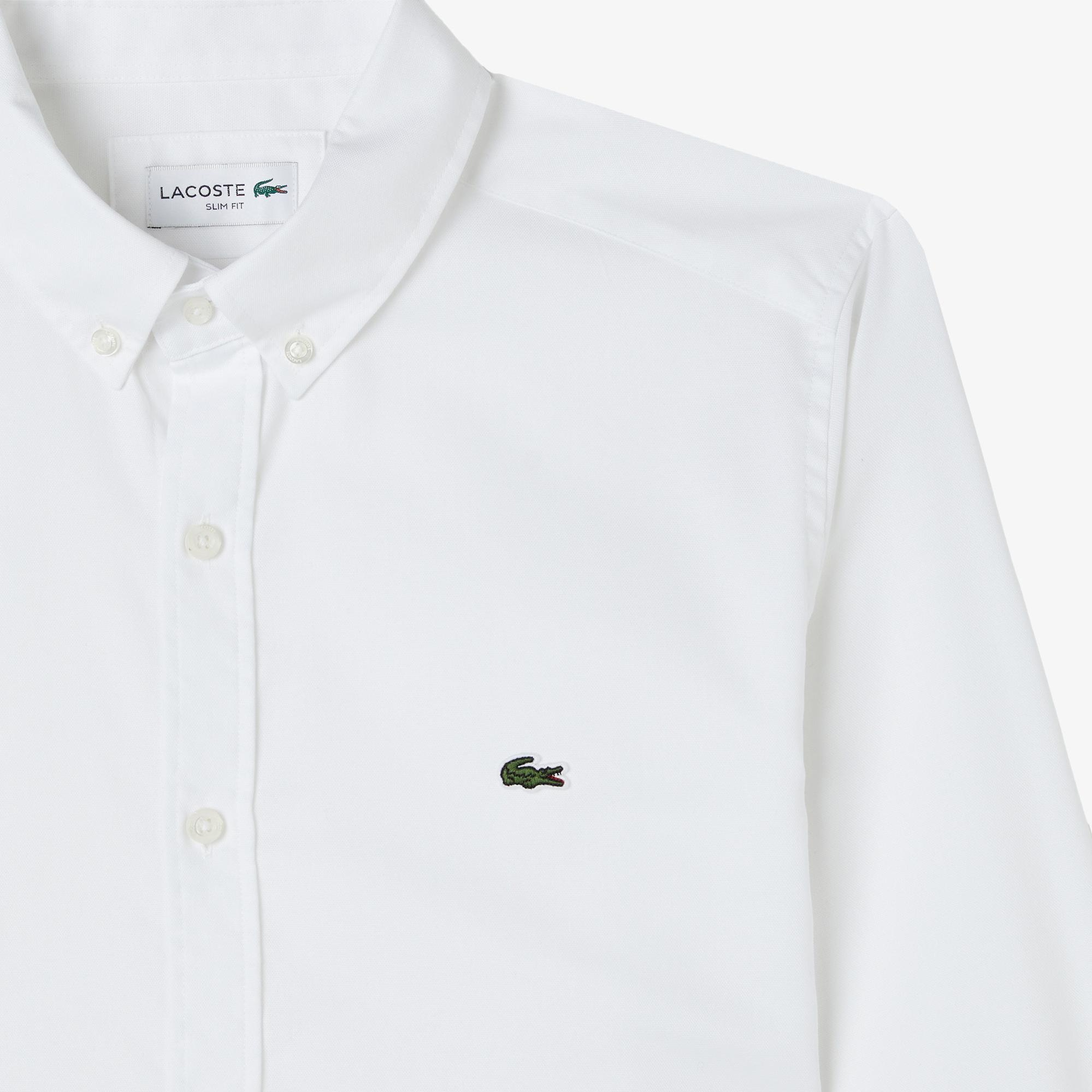 Lacoste Erkek Slim Fit Düğmeli Yaka Beyaz Gömlek