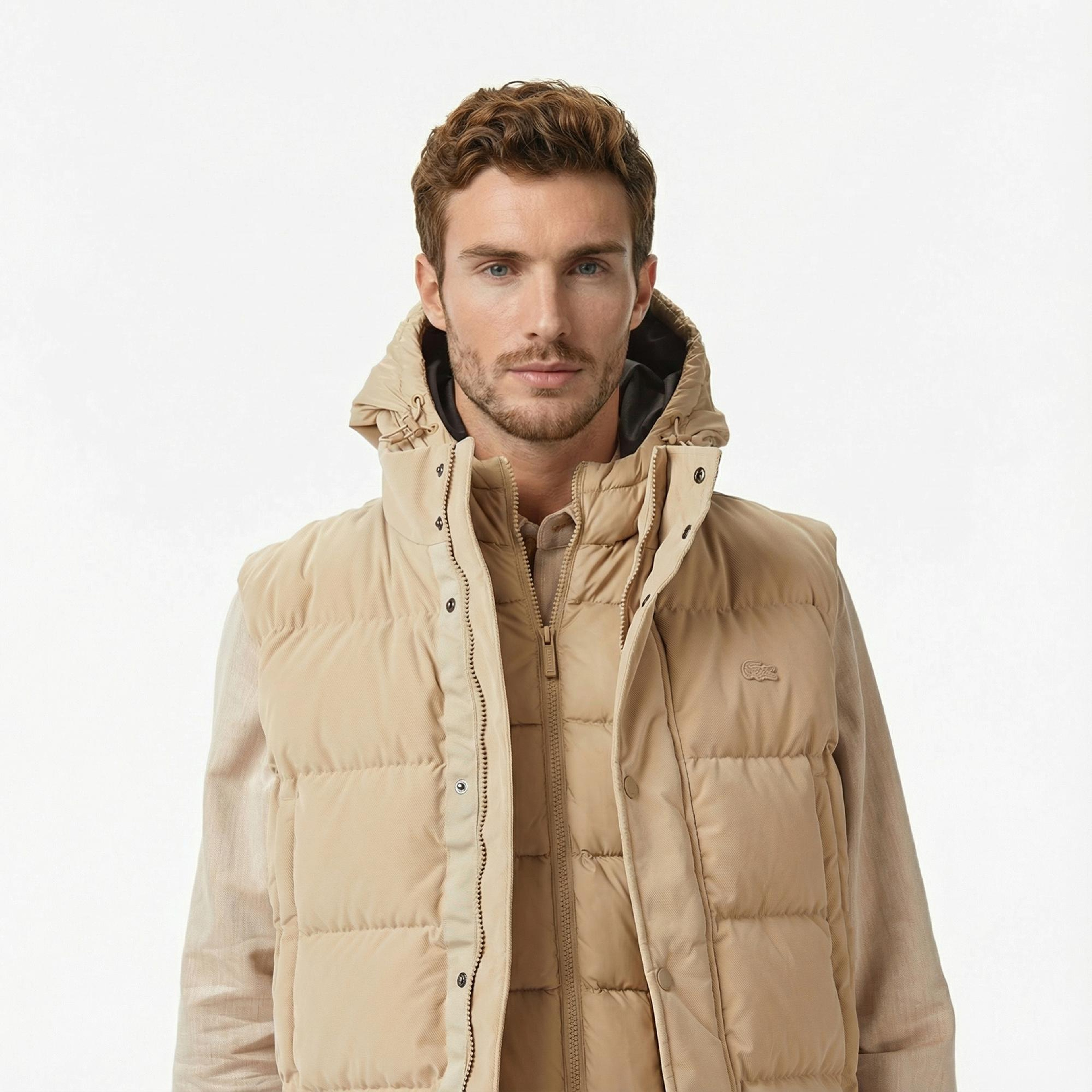 Lacoste Erkek Kapüşonlu Açık Kahverengi Yelek