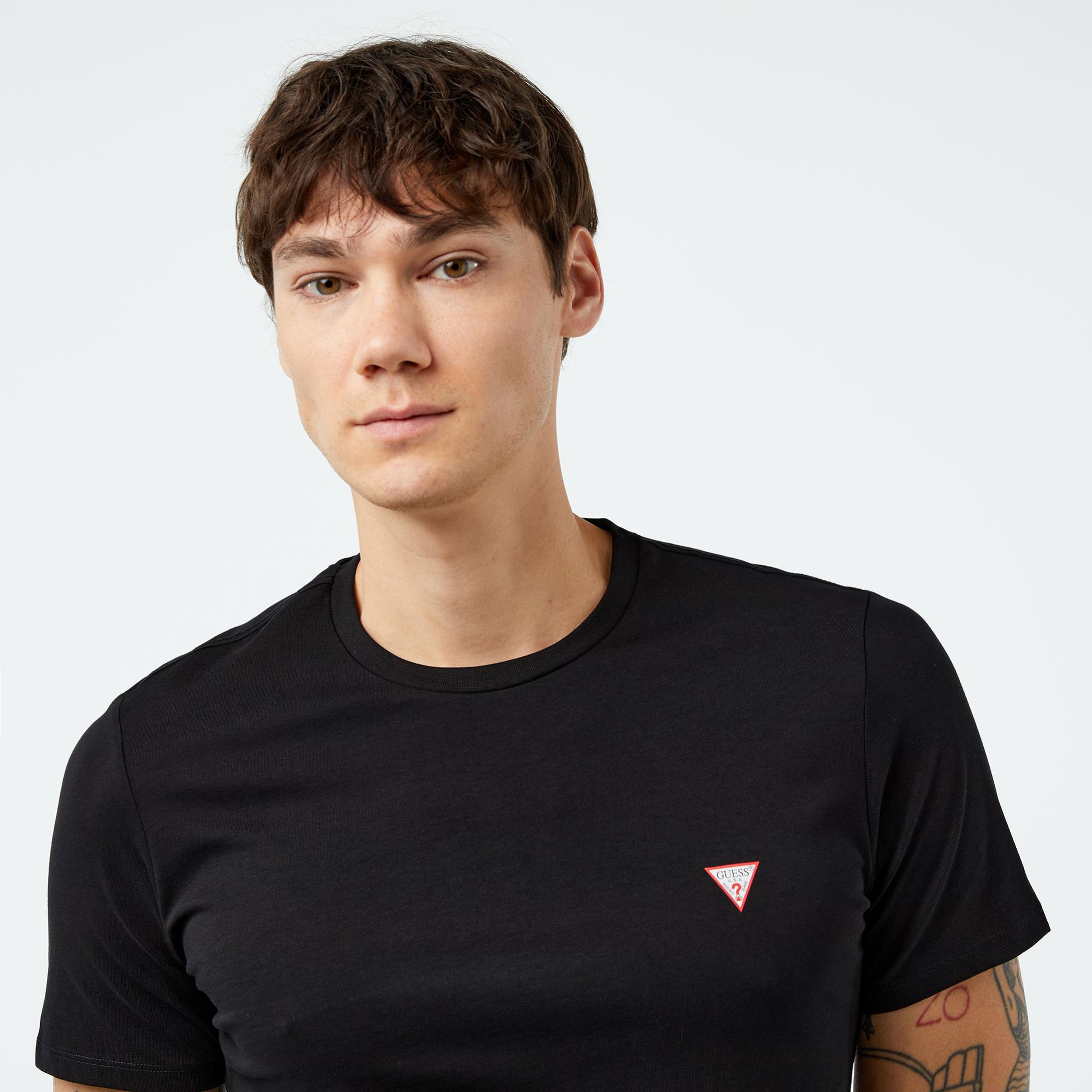Guess Mid Organic Stream Jersey Erkek Siyah T-Shirt