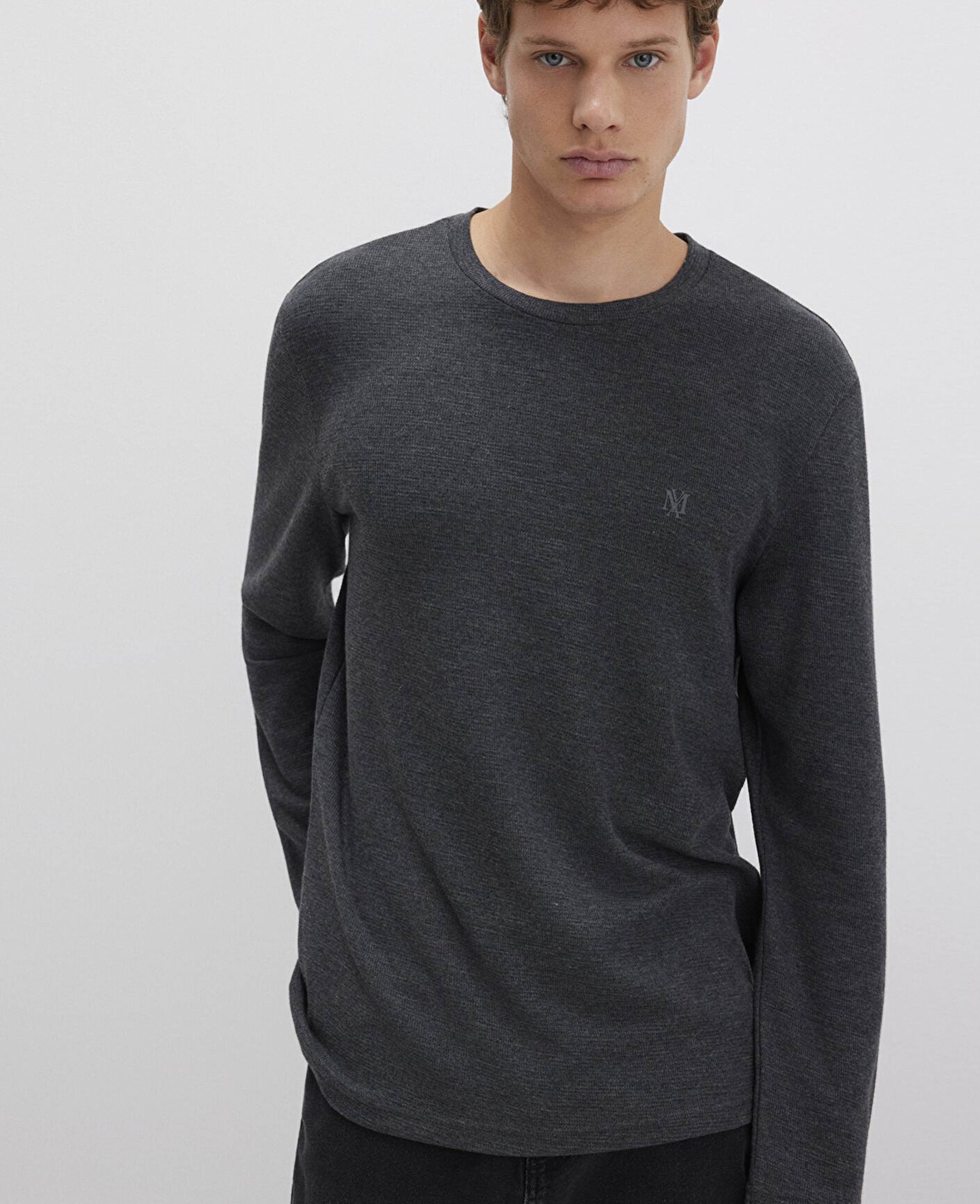 Mavi Uzun Kollu Antrasit Basic Tişört Slim Fit / Dar Kesim 065755-29758