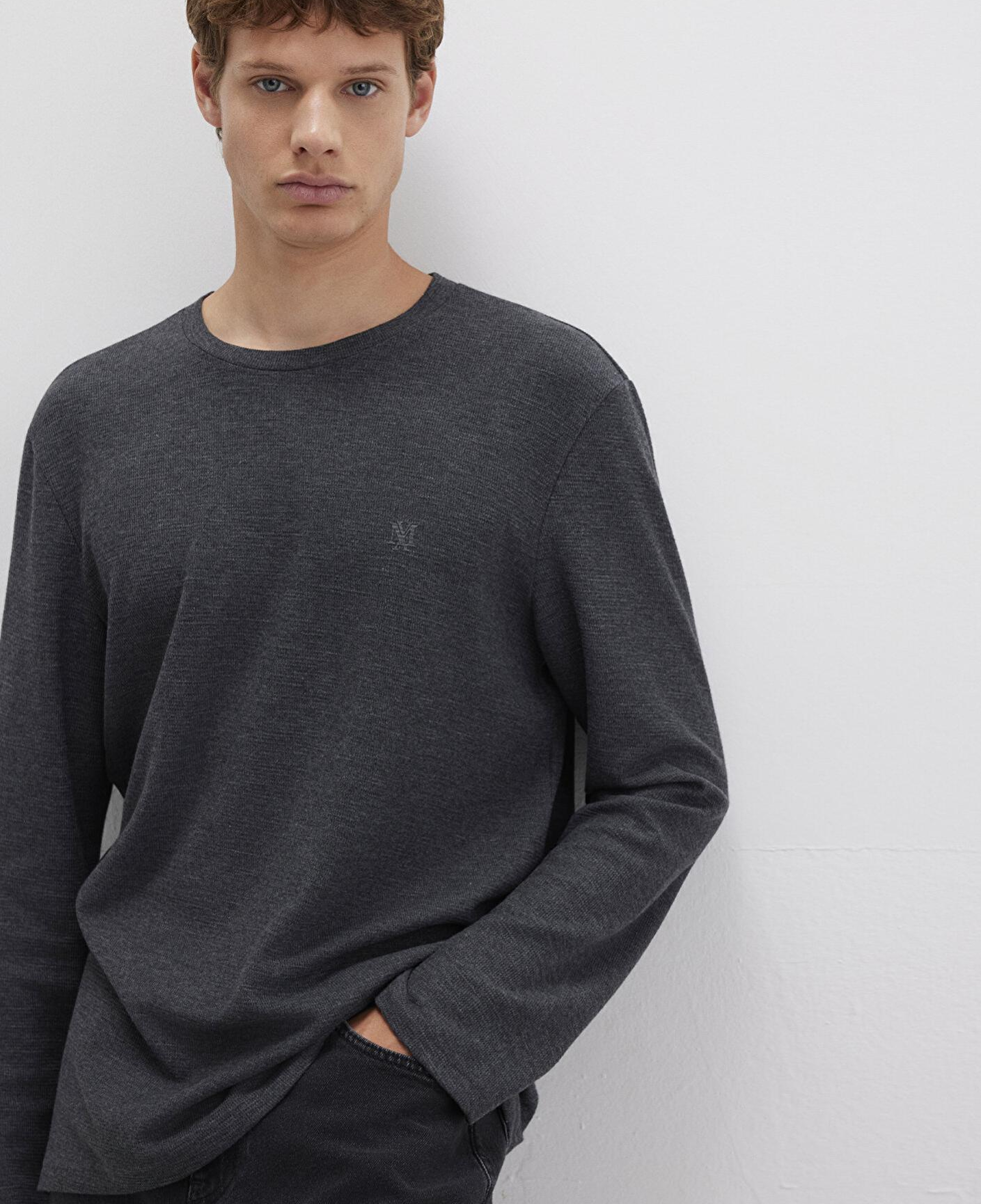 Mavi Uzun Kollu Antrasit Basic Tişört Slim Fit / Dar Kesim 065755-29758