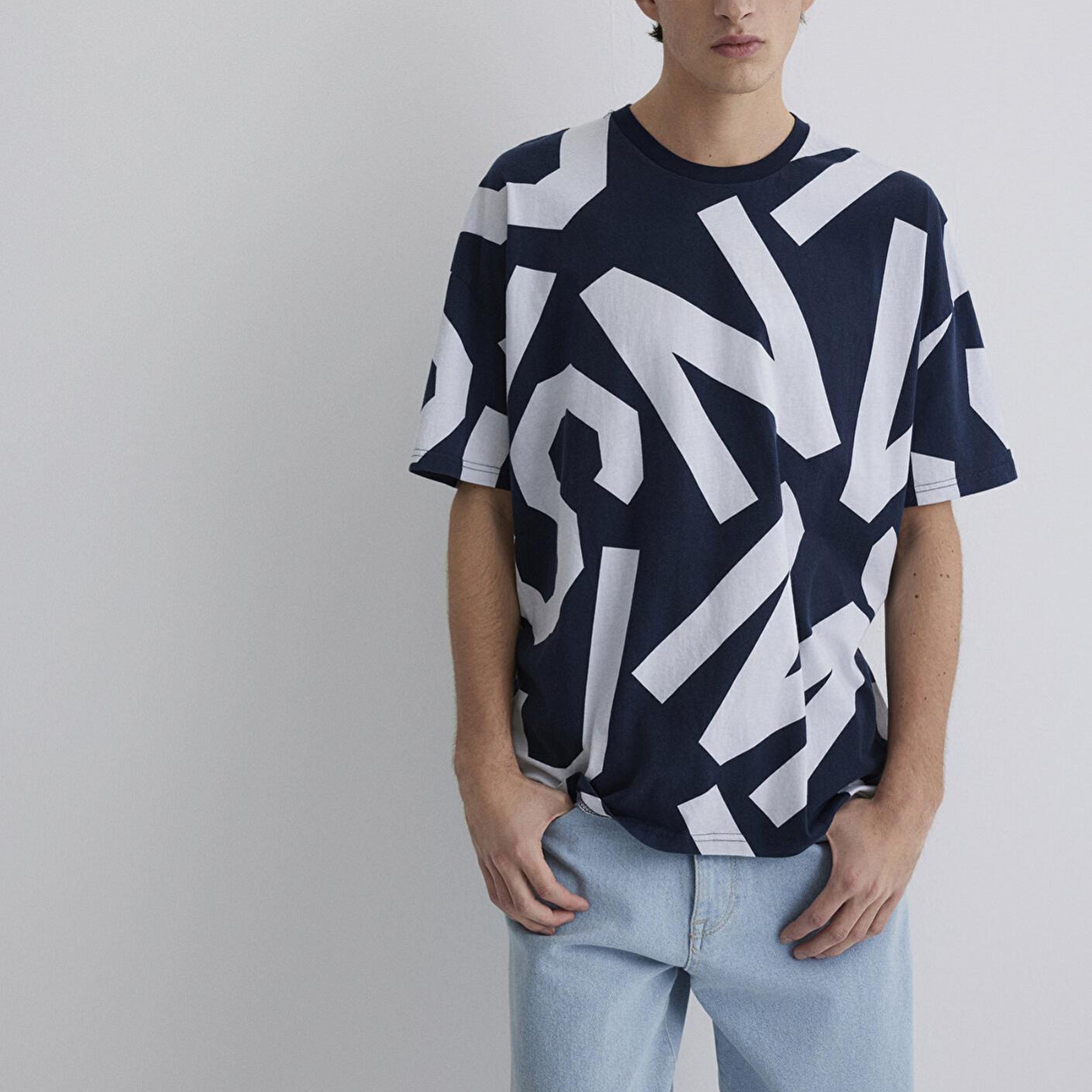 Mavi MVJNS Baskılı Lacivert Tişört Oversize / Geniş Kesim 0610271-70490