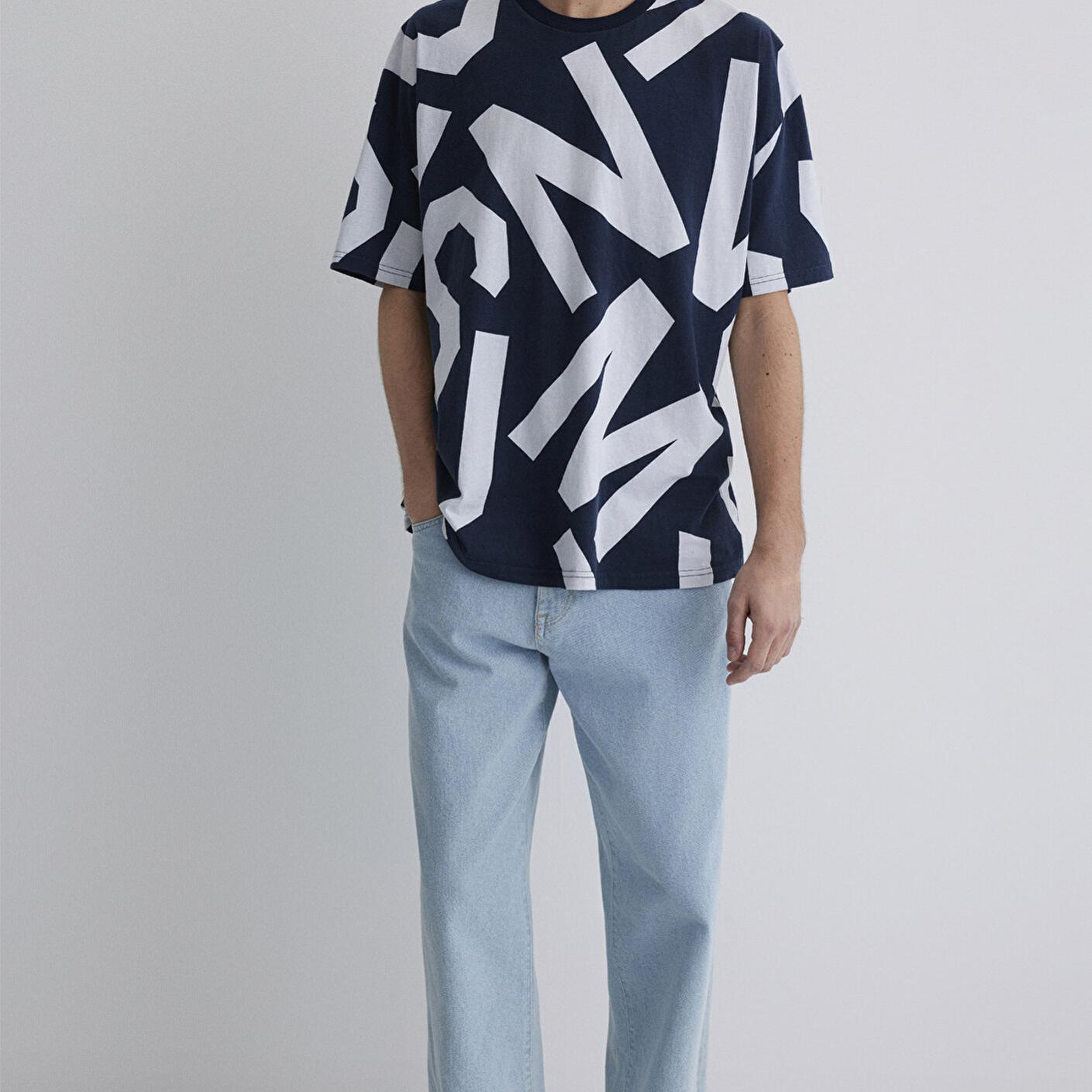 Mavi MVJNS Baskılı Lacivert Tişört Oversize / Geniş Kesim 0610271-70490