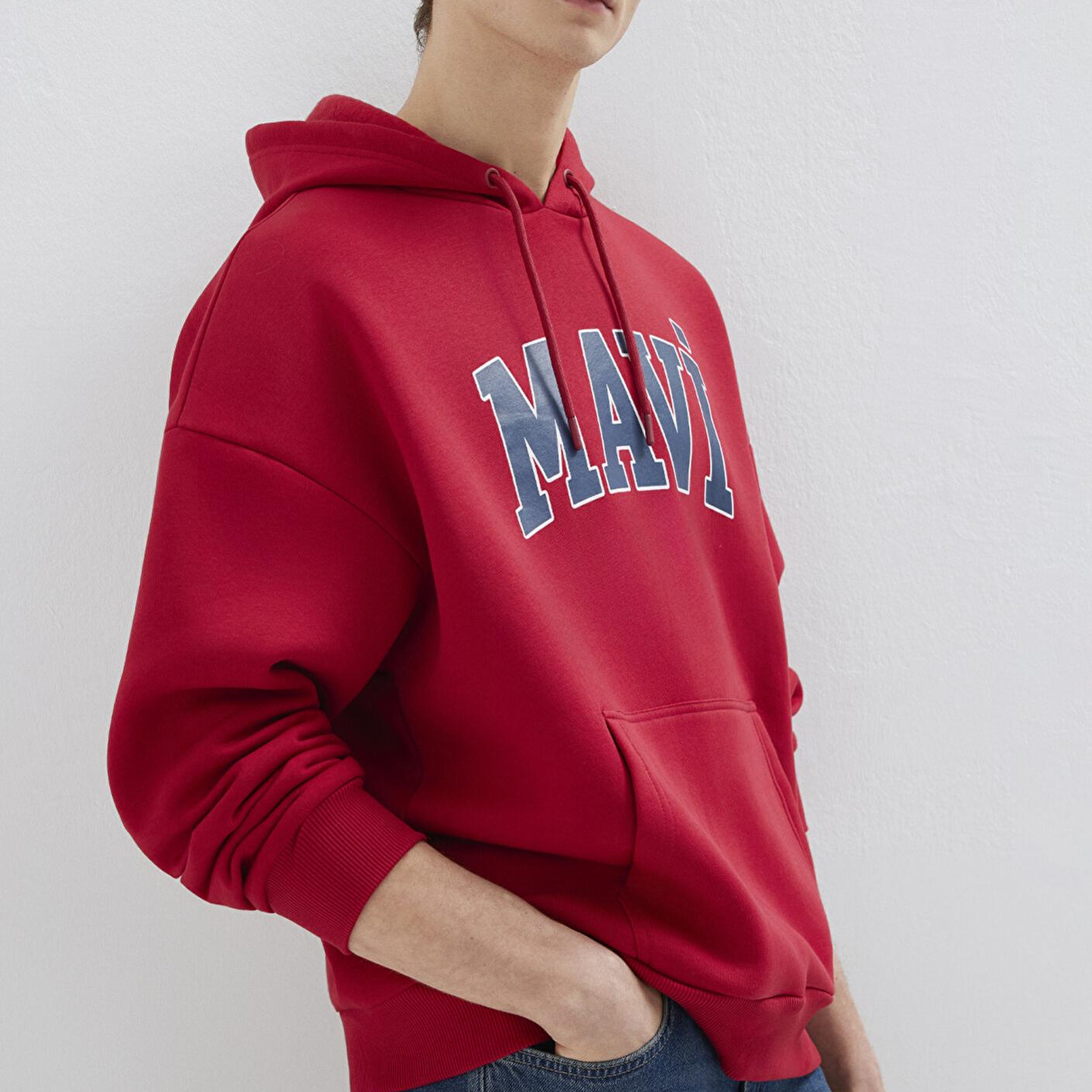 Mavi Mavi Logo Baskılı Kapüşonlu Kırmızı Sweatshirt 067149-70464