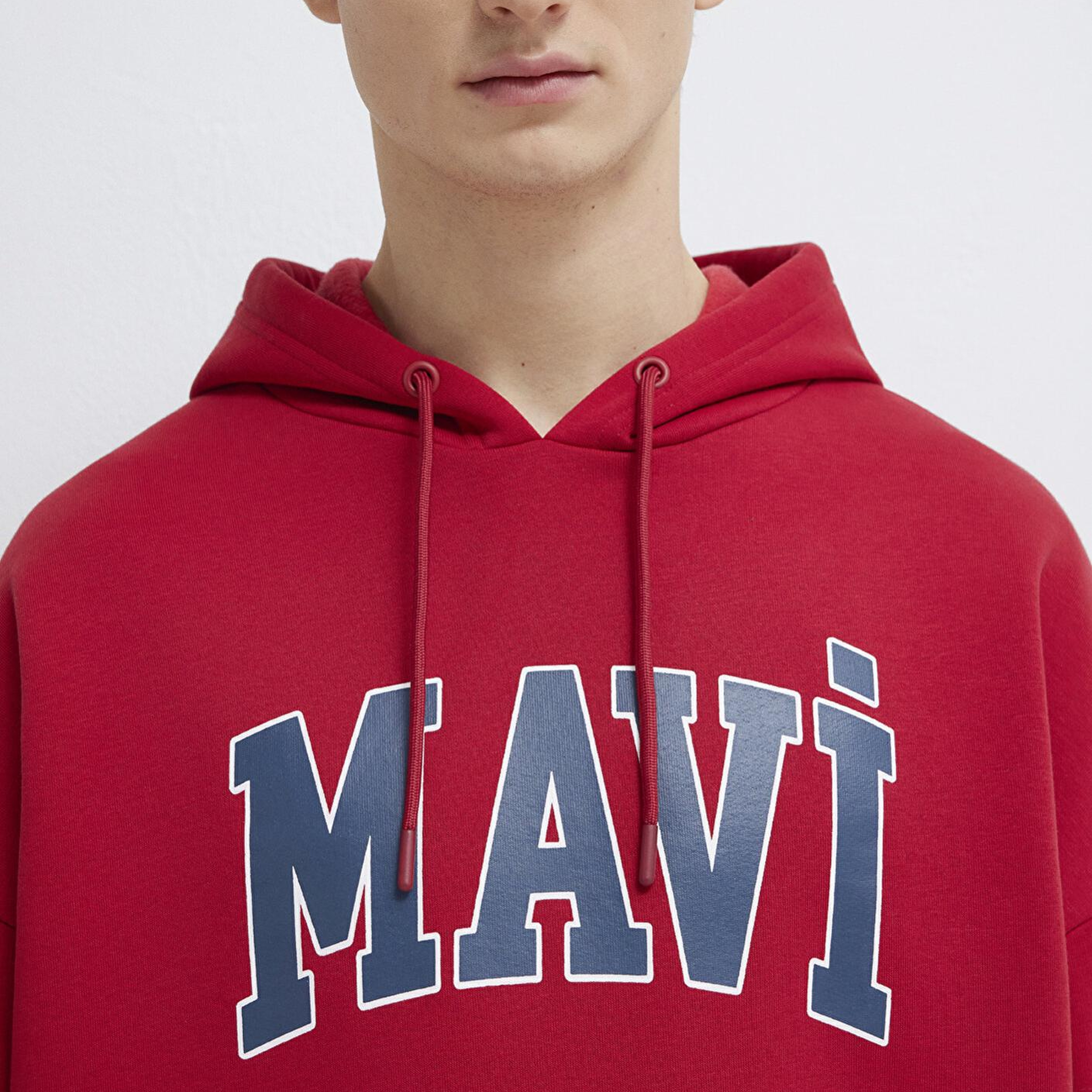 Mavi Mavi Logo Baskılı Kapüşonlu Kırmızı Sweatshirt 067149-70464