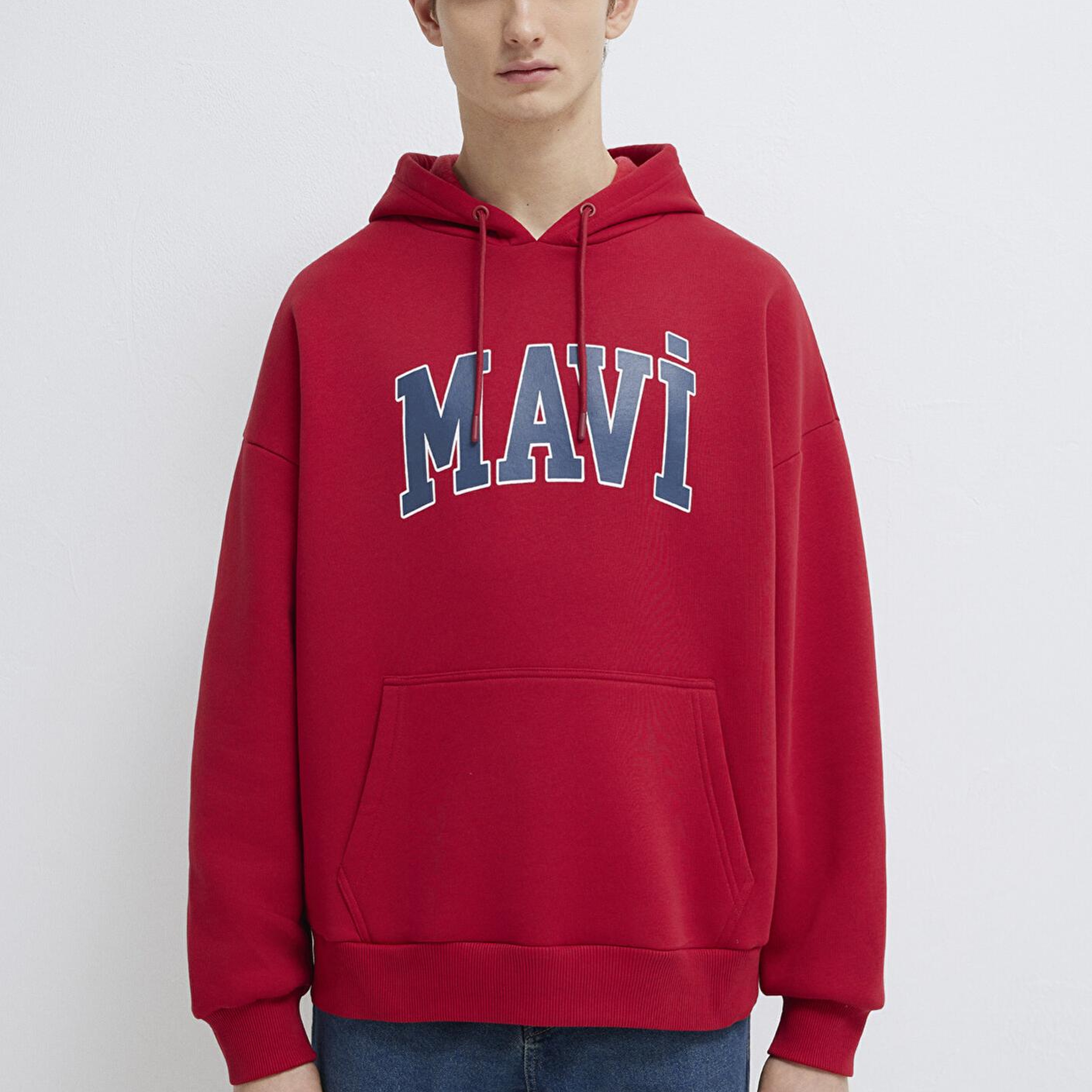 Mavi Mavi Logo Baskılı Kapüşonlu Kırmızı Sweatshirt 067149-70464