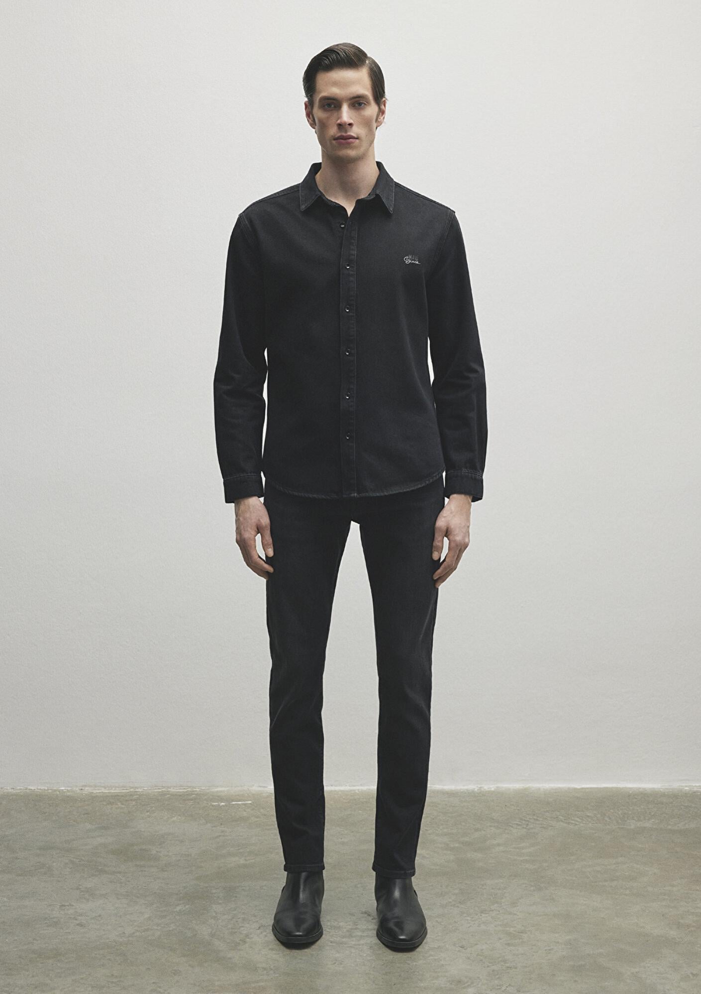 Mavi Roy Lux Black Antrasit Jean Gömlek Slim Fit / Dar Kesim 0210496-82410