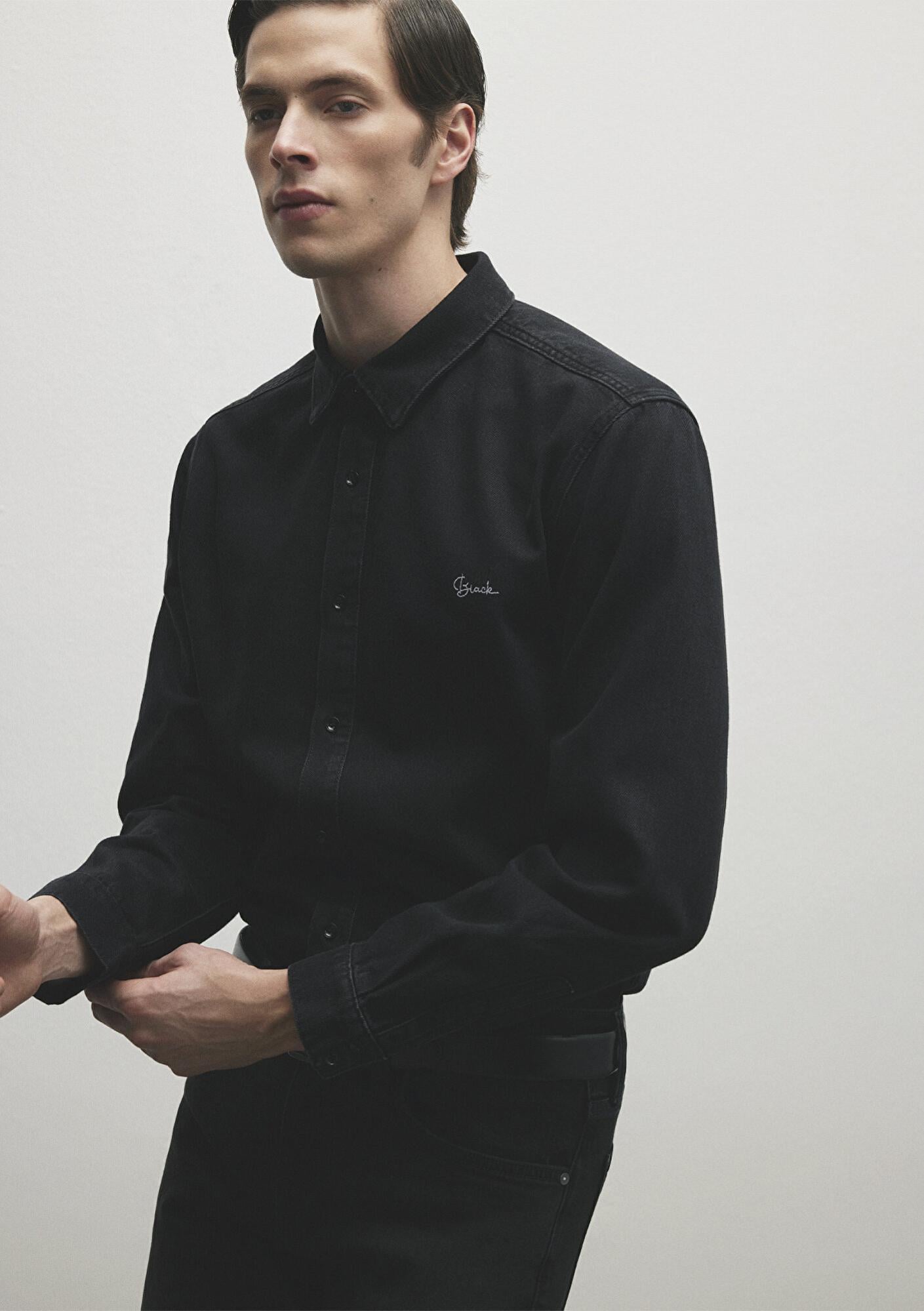 Mavi Roy Lux Black Antrasit Jean Gömlek Slim Fit / Dar Kesim 0210496-82410