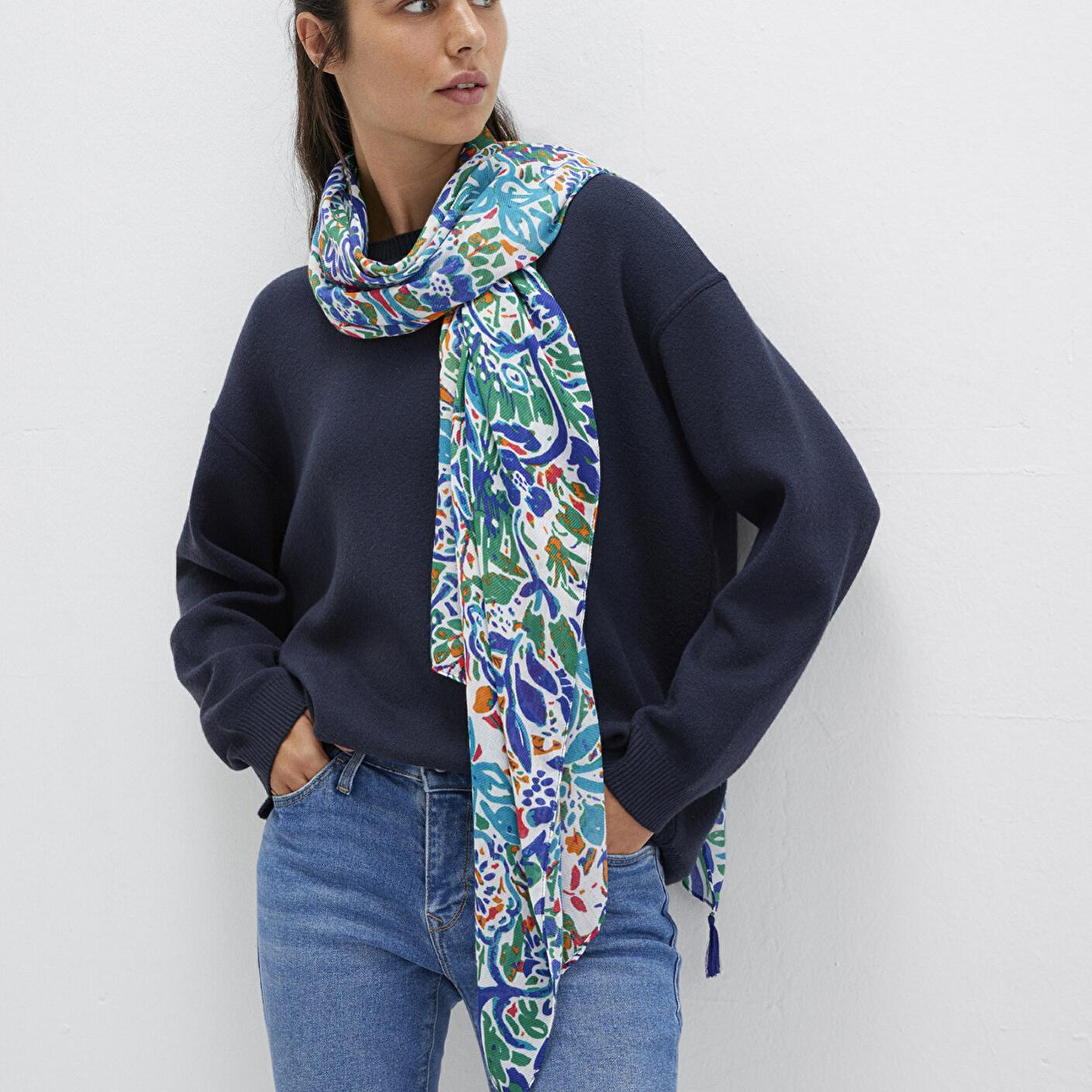 Mavi Baskılı Şal 1911130-82948