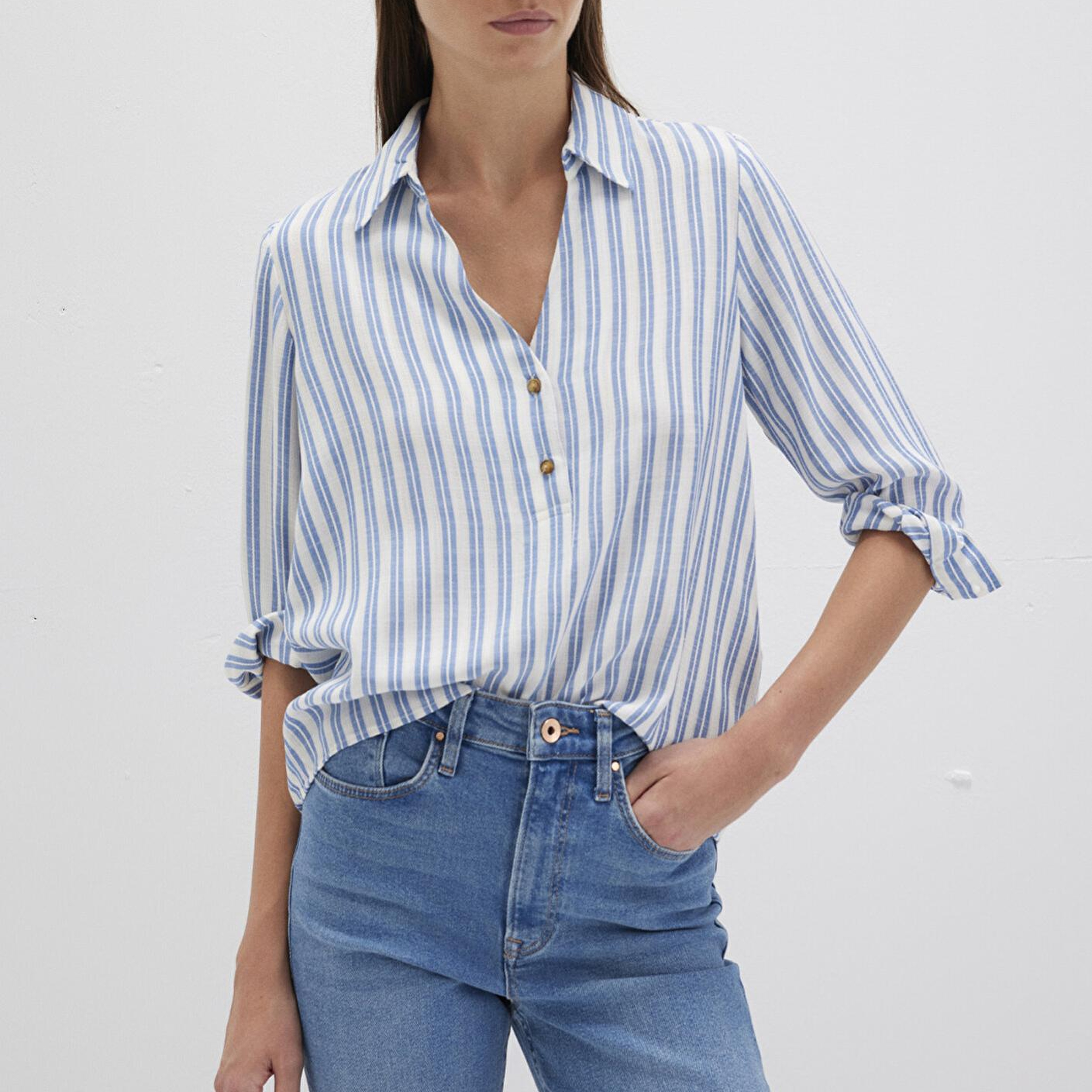 Mavi Mavi Çizgili Bluz 122400-83979