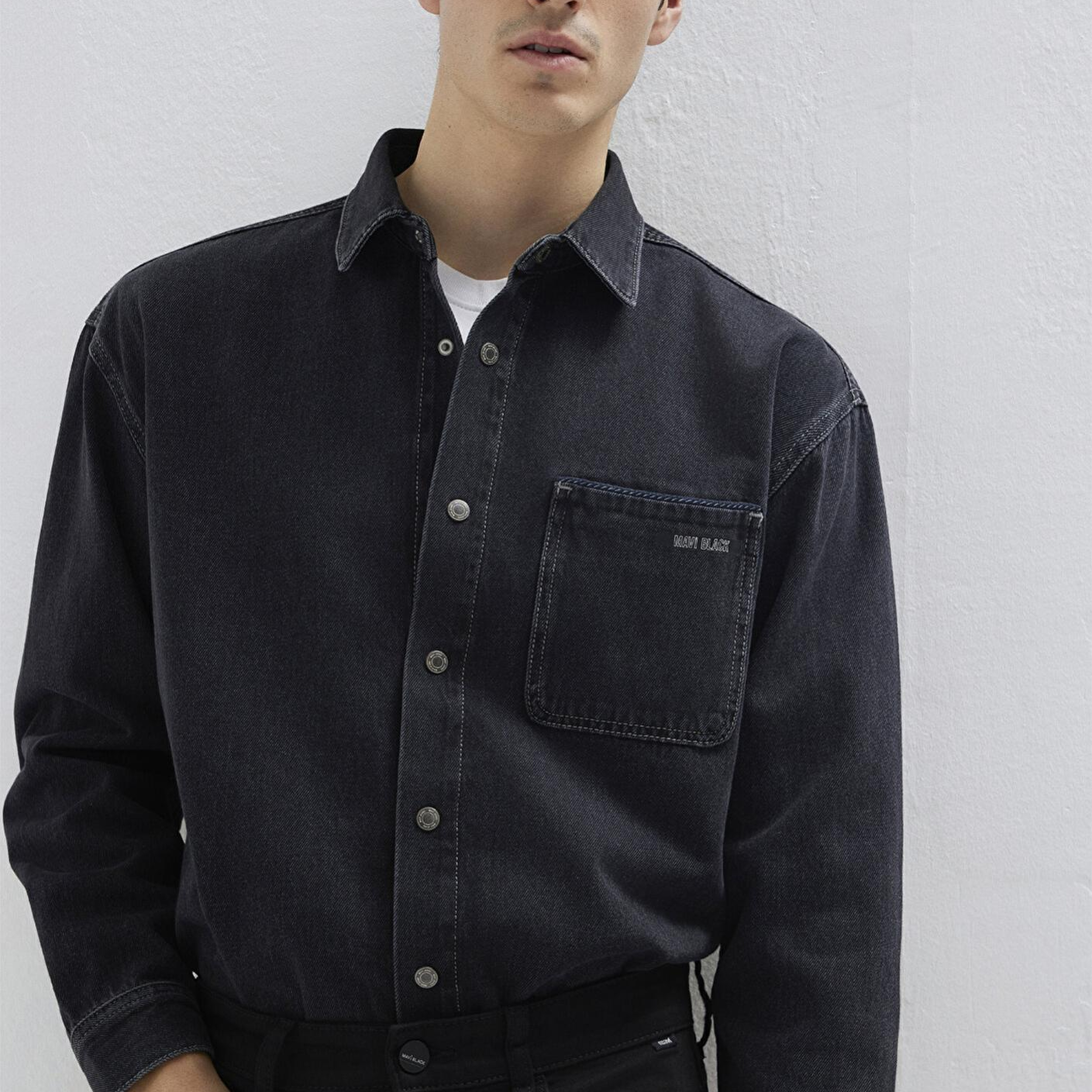Mavi Aidan Mavi Black Antrasit Jean Gömlek Regular Fit / Normal Kesim 0210588-85622