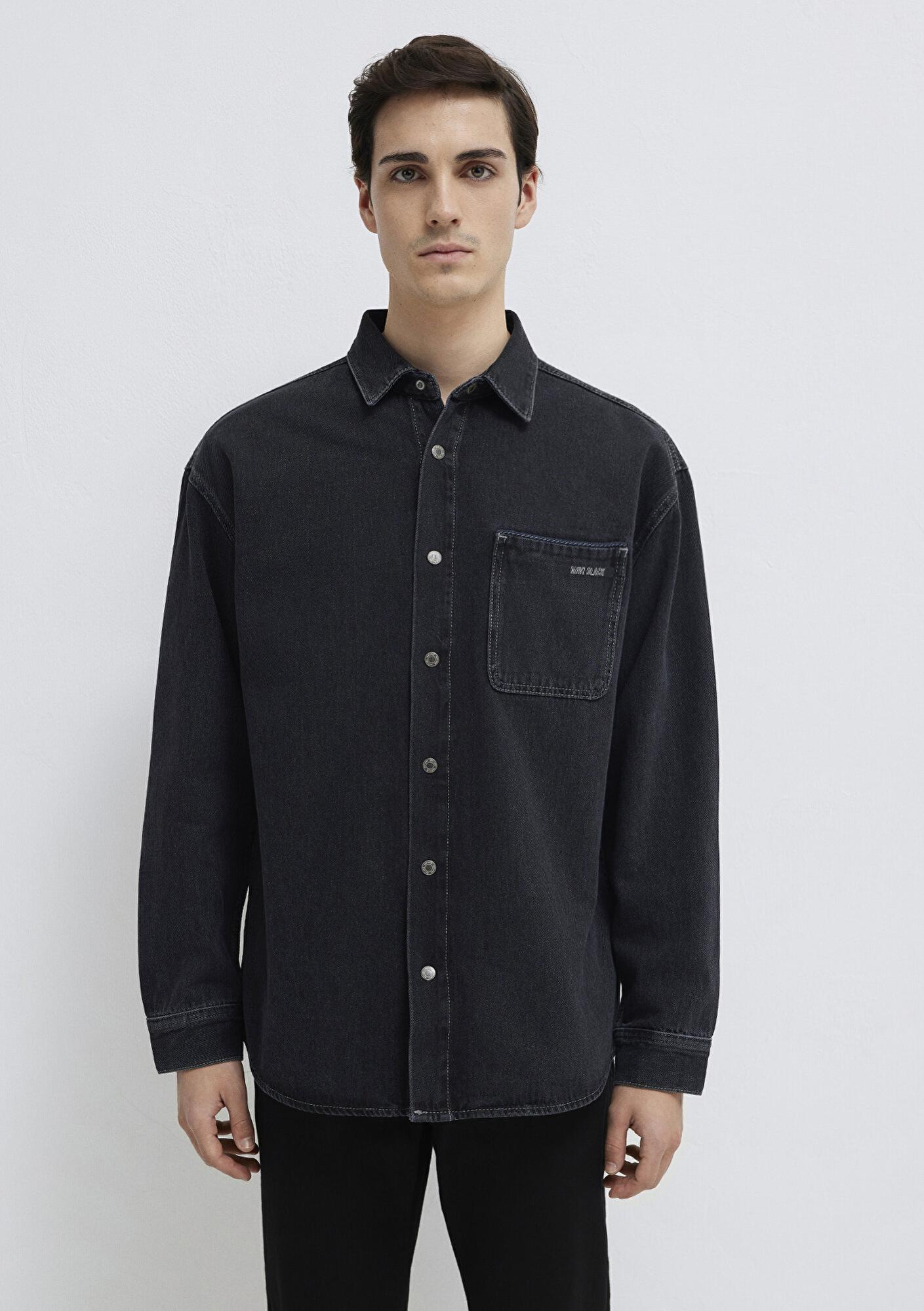 Mavi Aidan Mavi Black Antrasit Jean Gömlek Regular Fit / Normal Kesim 0210588-85622
