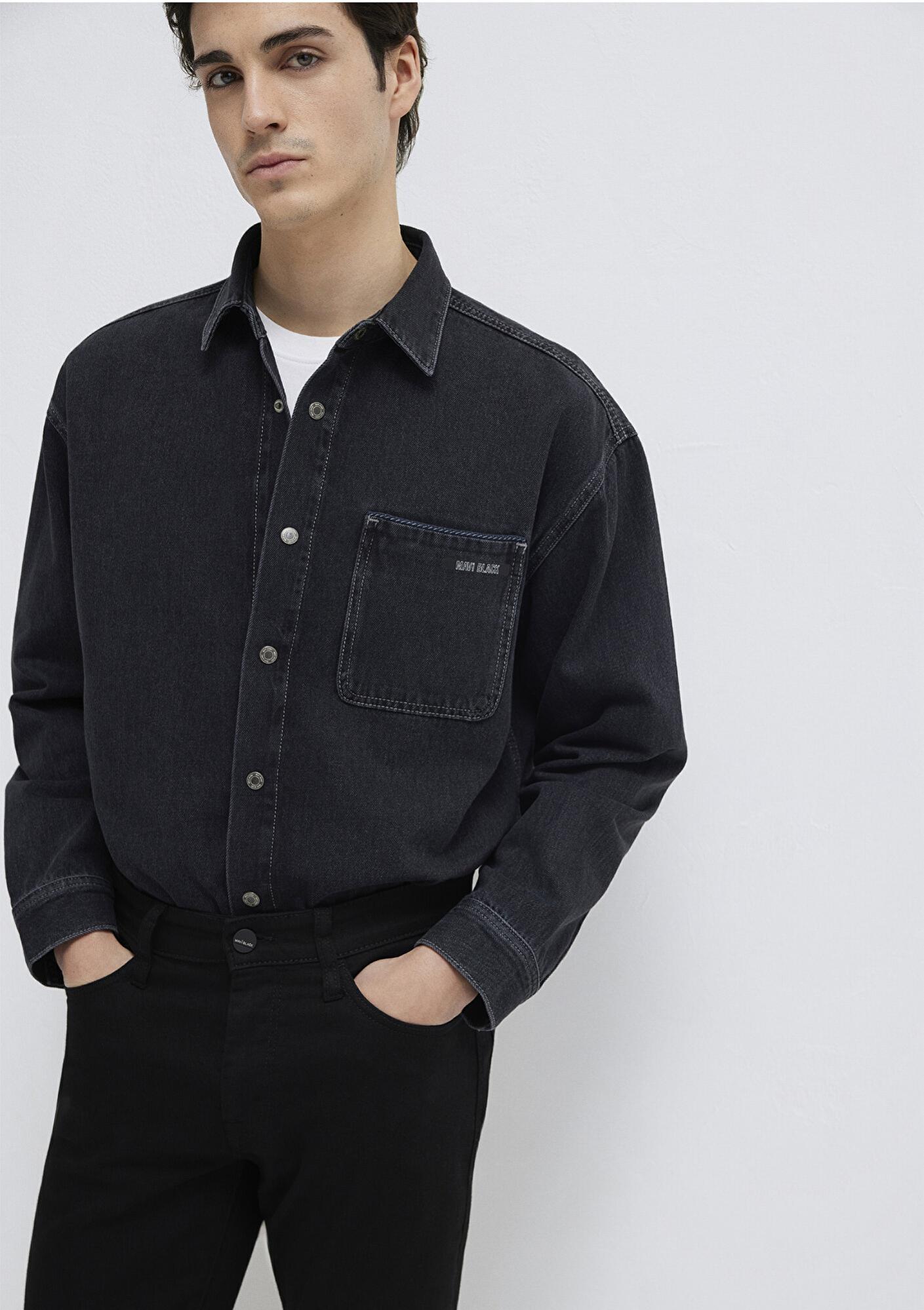 Mavi Aidan Mavi Black Antrasit Jean Gömlek Regular Fit / Normal Kesim 0210588-85622