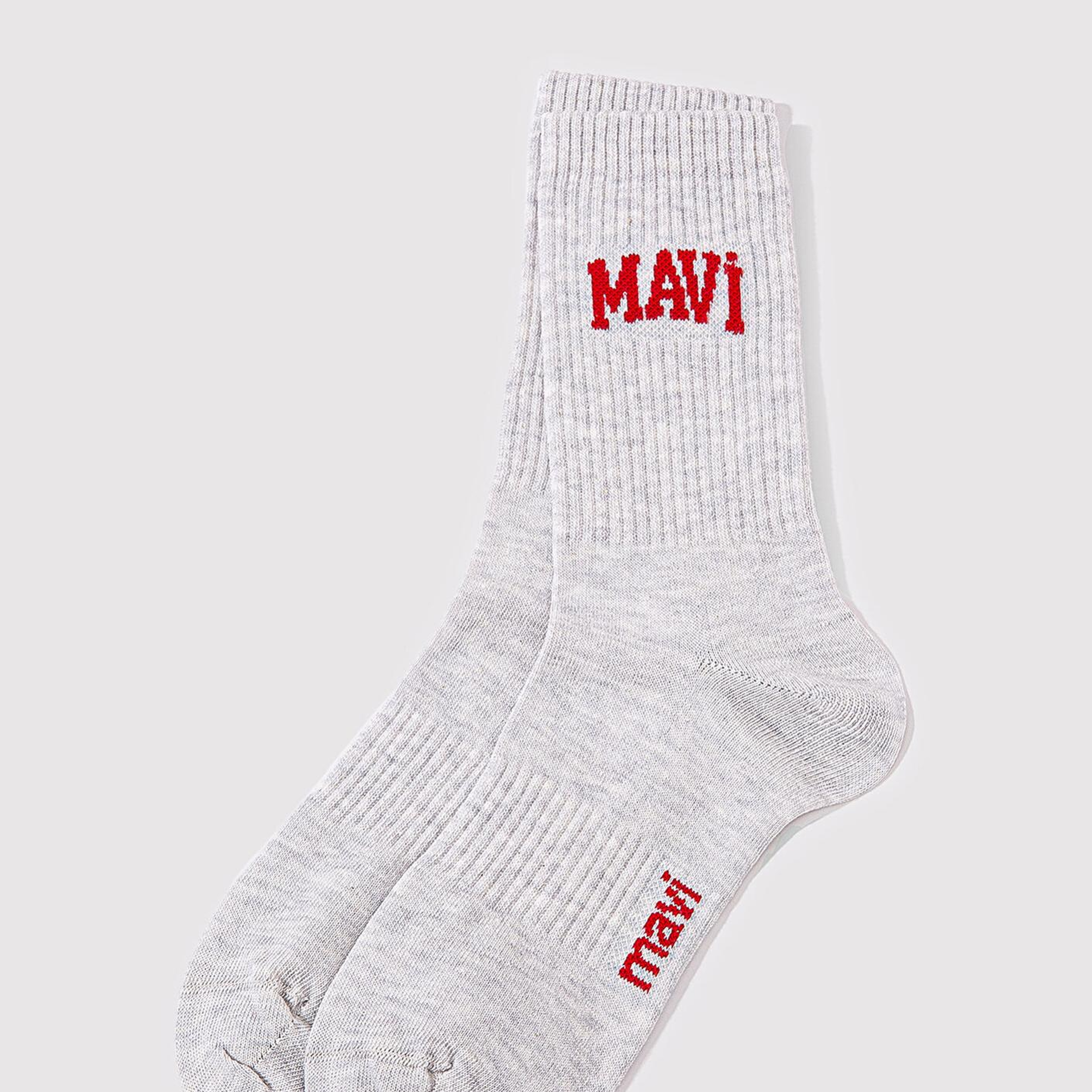 Mavi Mavi Logo Baskılı Gri Soket Çorap 0911160-82816