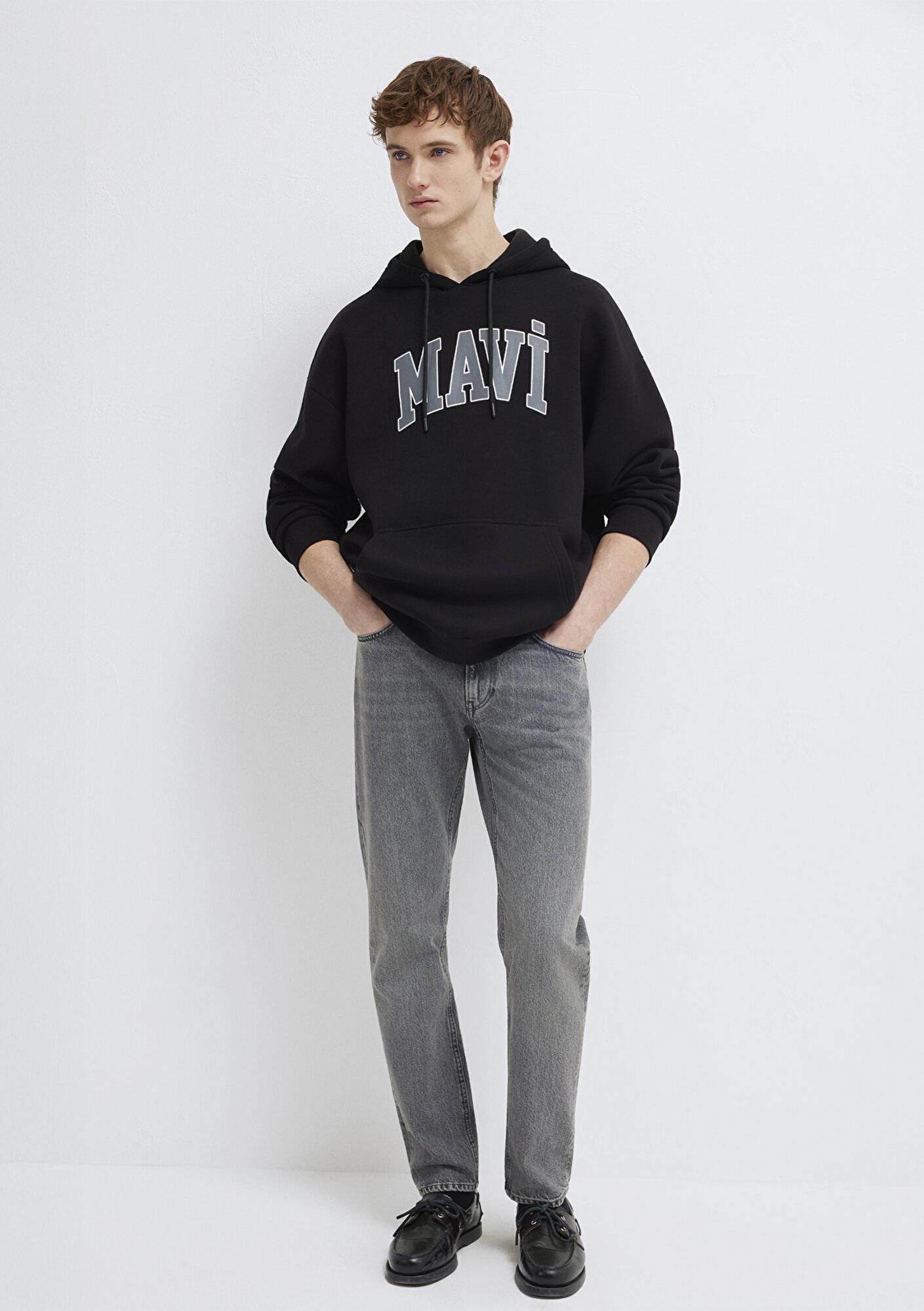 Mavi Mavi Logo Baskılı Kapüşonlu Siyah Sweatshirt 067149-902