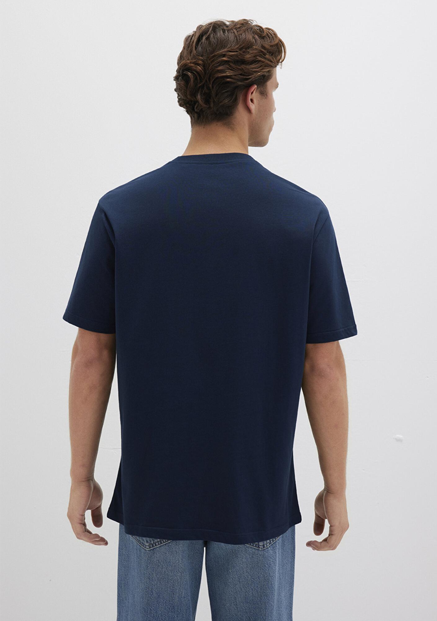 Mavi İstanbul Baskılı Lacivert Tişört Loose Fit / Bol Rahat Kesim 0611881-70490