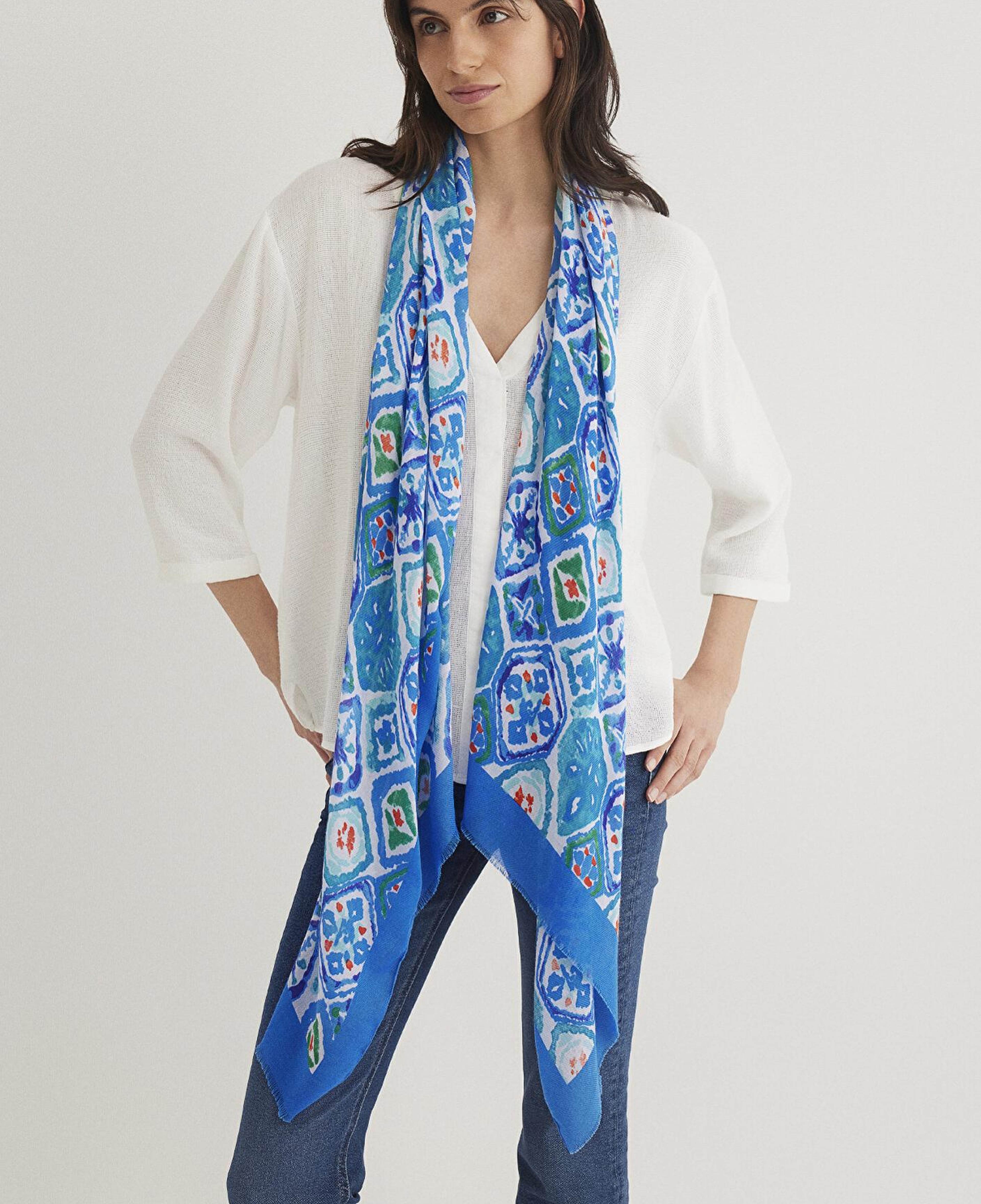 Mavi Baskılı Mavi Şal 1912210-70869