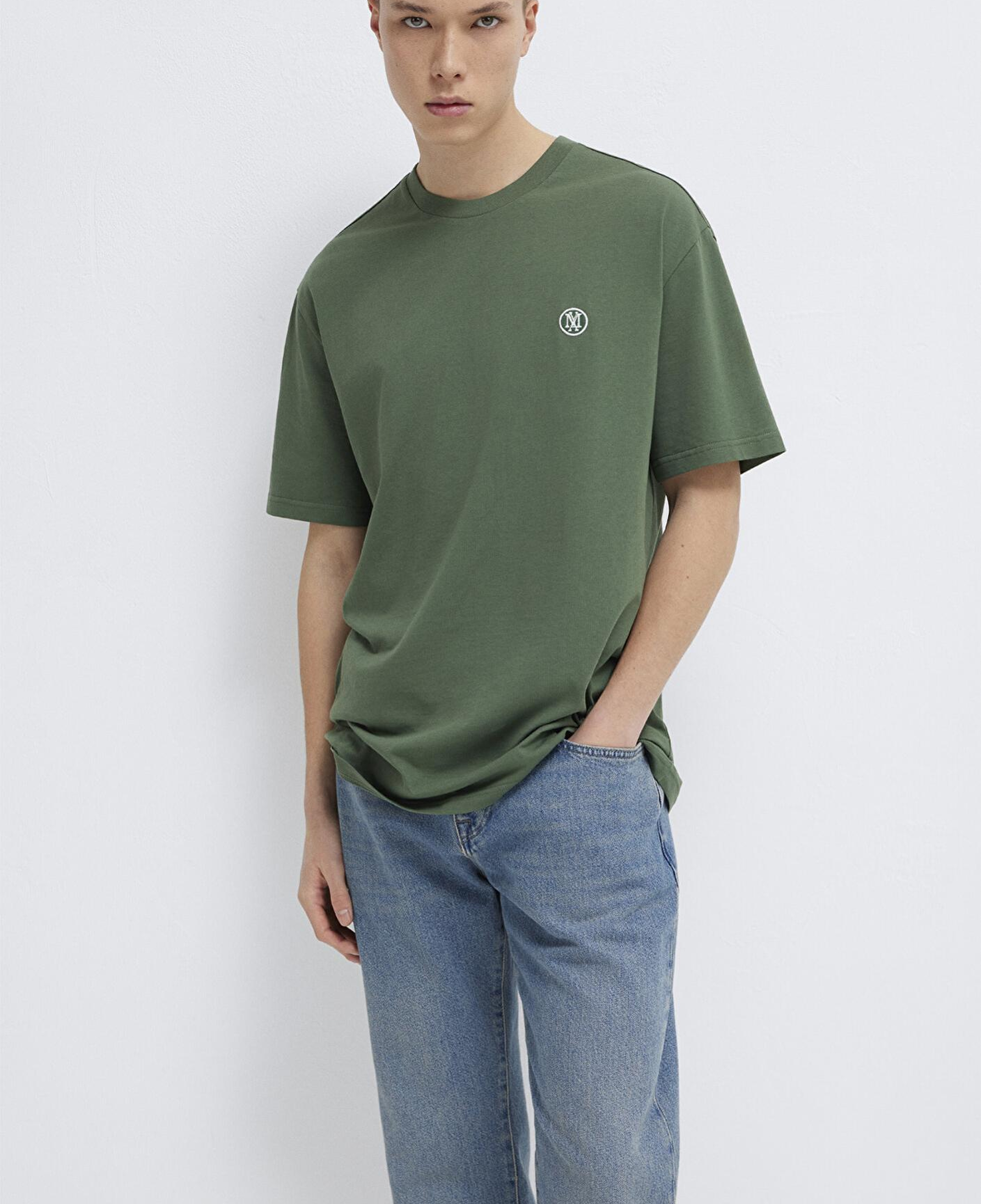 Mavi Mavi Logo İşlemeli Yeşil Basic Tişört Loose Fit / Bol Rahat Kesim 067074-81570