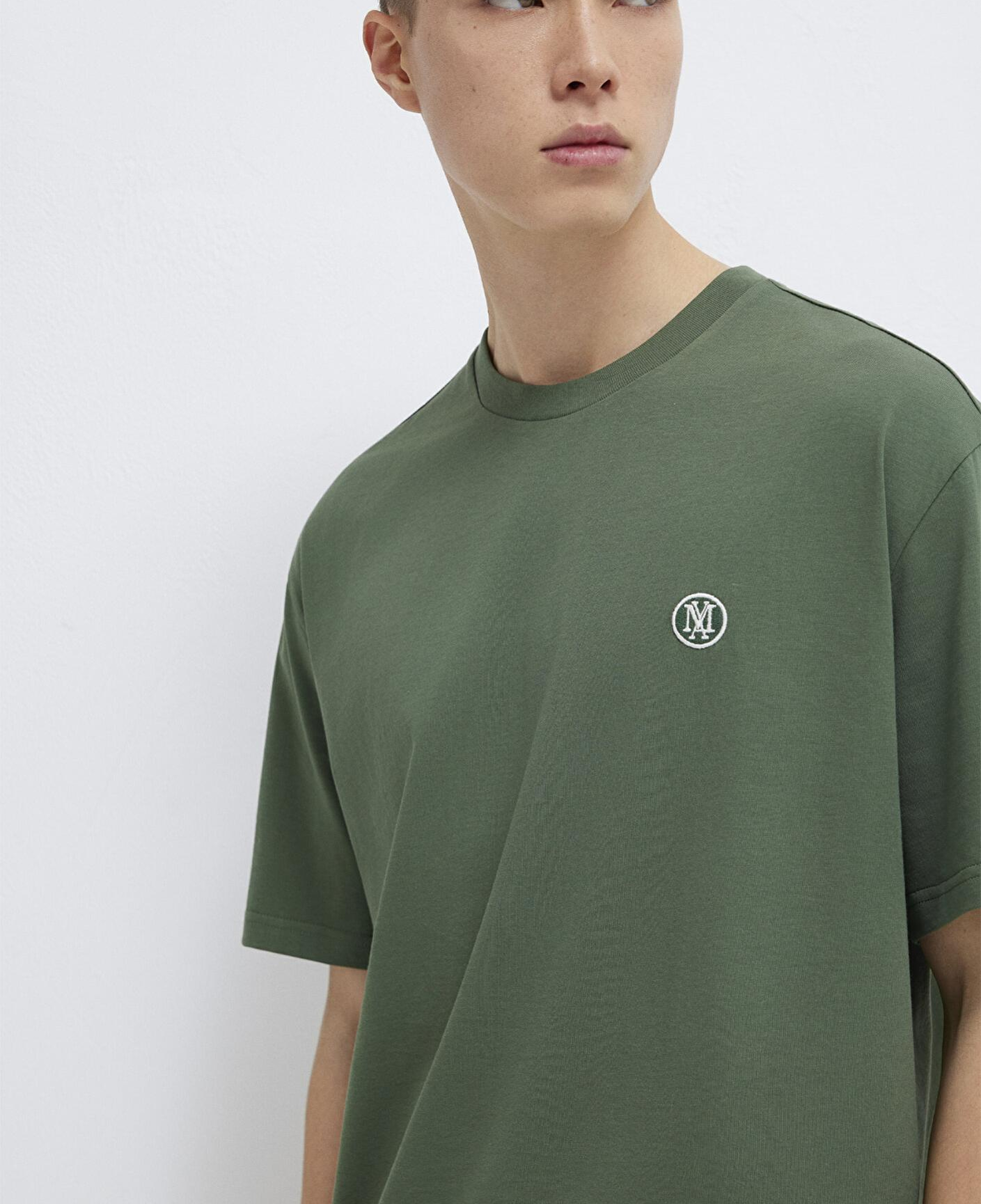 Mavi Mavi Logo İşlemeli Yeşil Basic Tişört Loose Fit / Bol Rahat Kesim 067074-81570