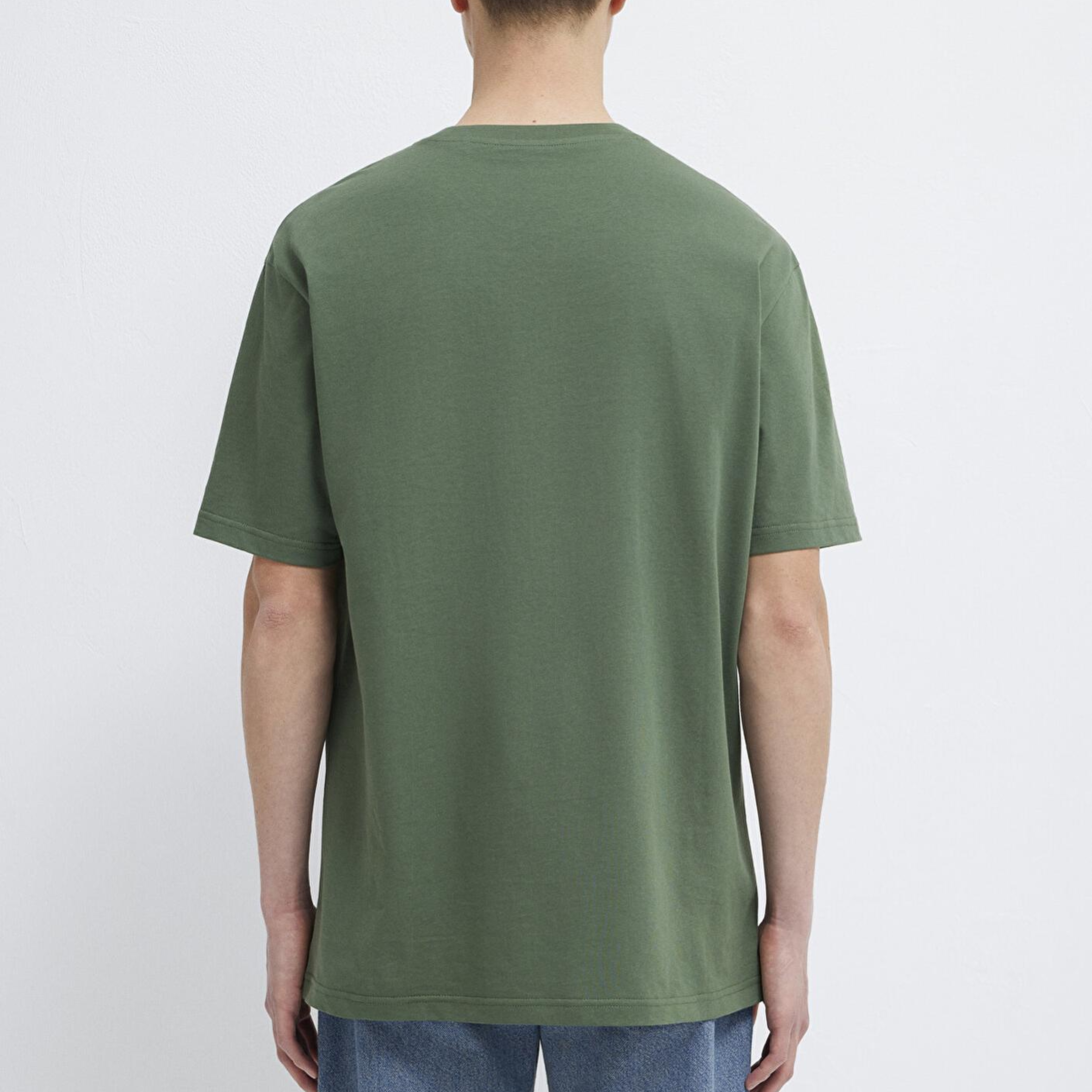 Mavi Mavi Logo İşlemeli Yeşil Basic Tişört Loose Fit / Bol Rahat Kesim 067074-81570