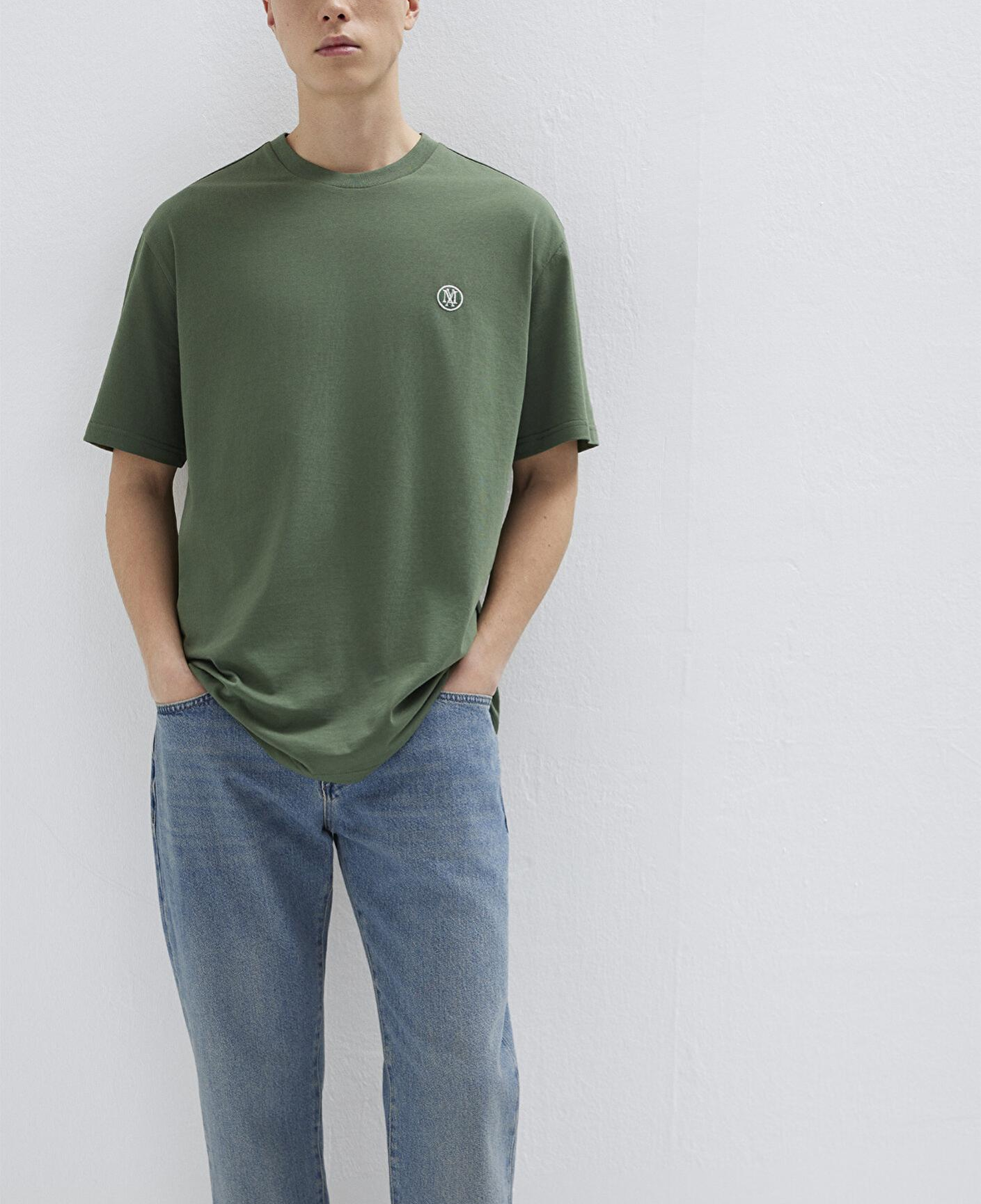 Mavi Mavi Logo İşlemeli Yeşil Basic Tişört Loose Fit / Bol Rahat Kesim 067074-81570