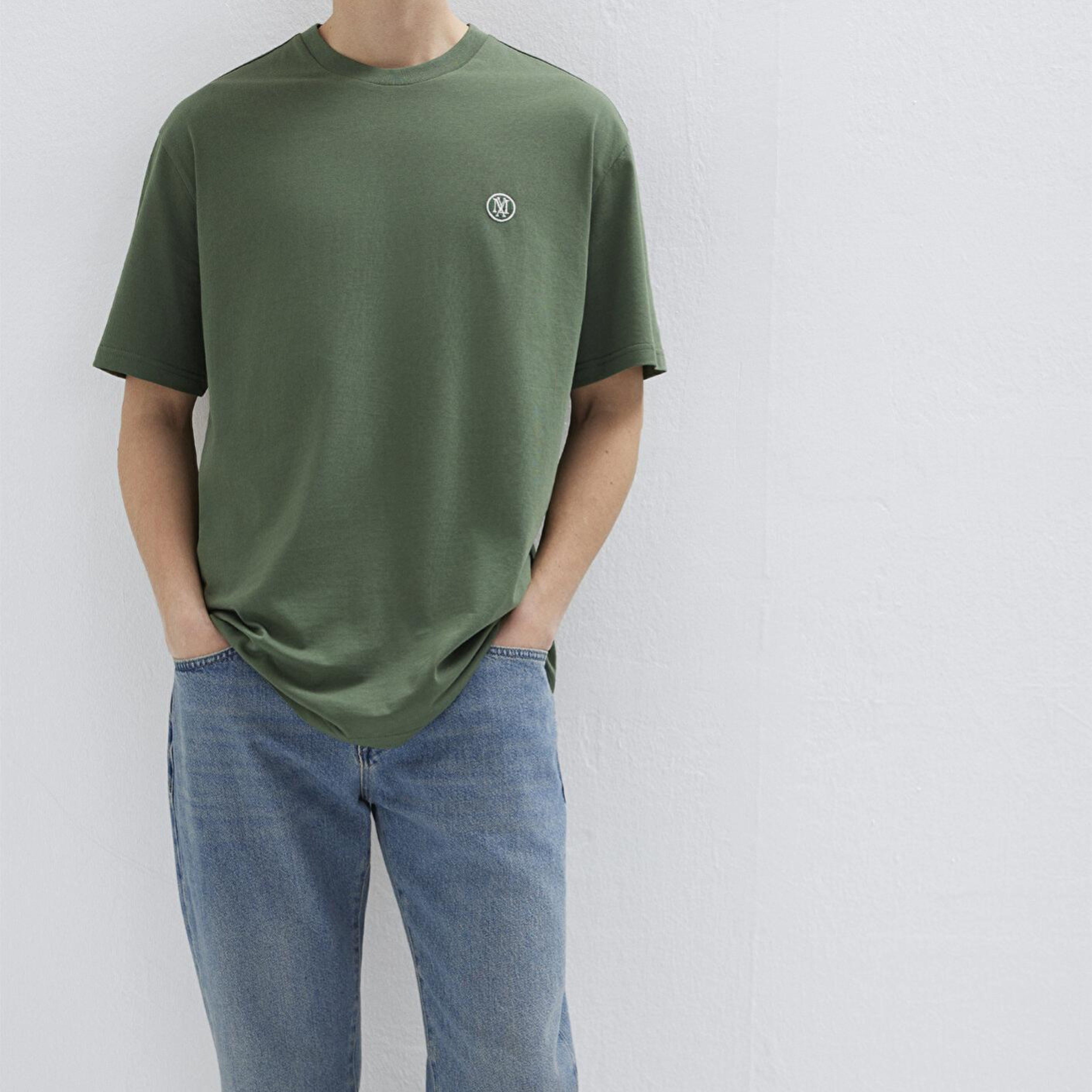 Mavi Mavi Logo İşlemeli Yeşil Basic Tişört Loose Fit / Bol Rahat Kesim 067074-81570