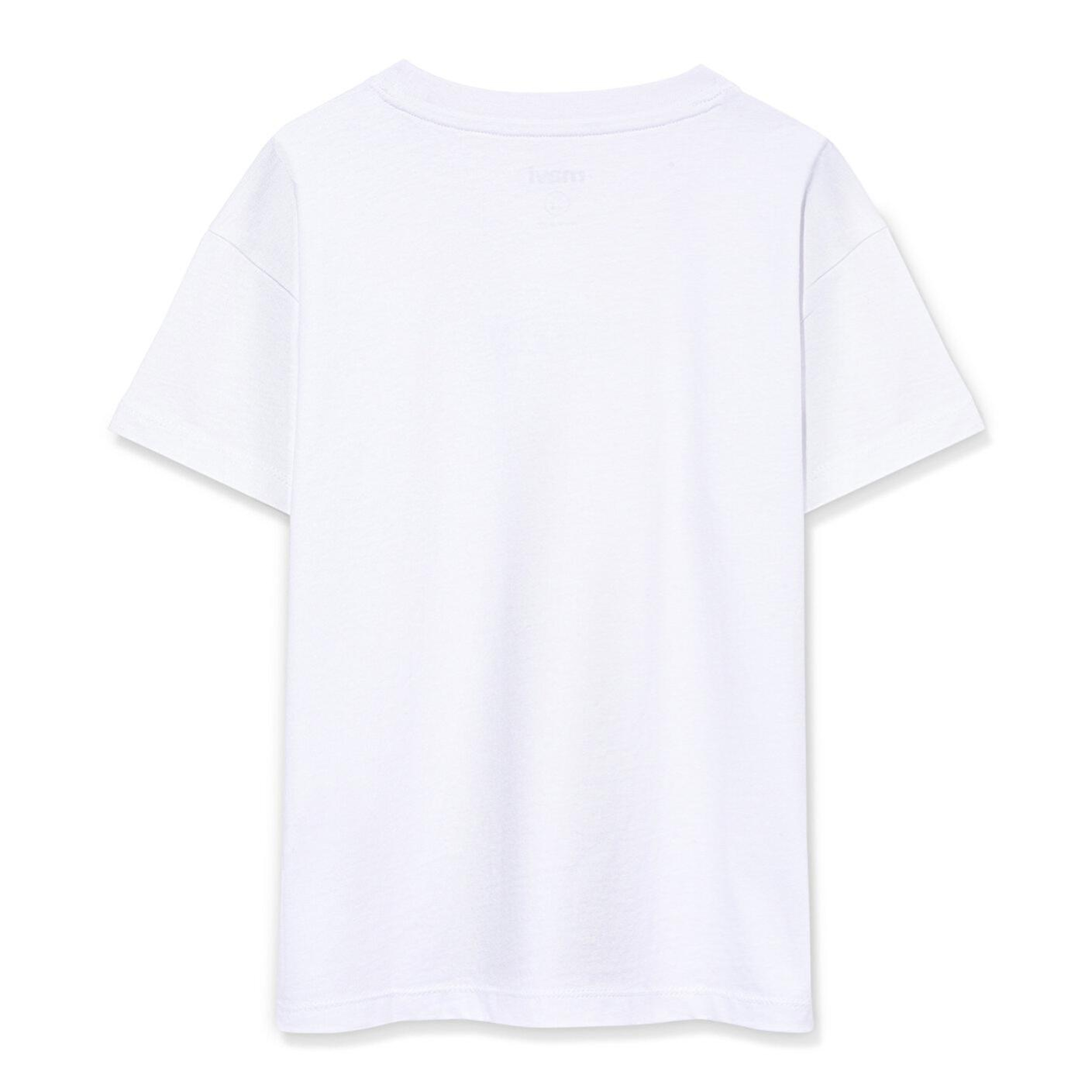 Mavi Miav Baskılı Beyaz Oversize Çocuk Tişört Loose Fit / Bol Rahat Kesim 7610158-620