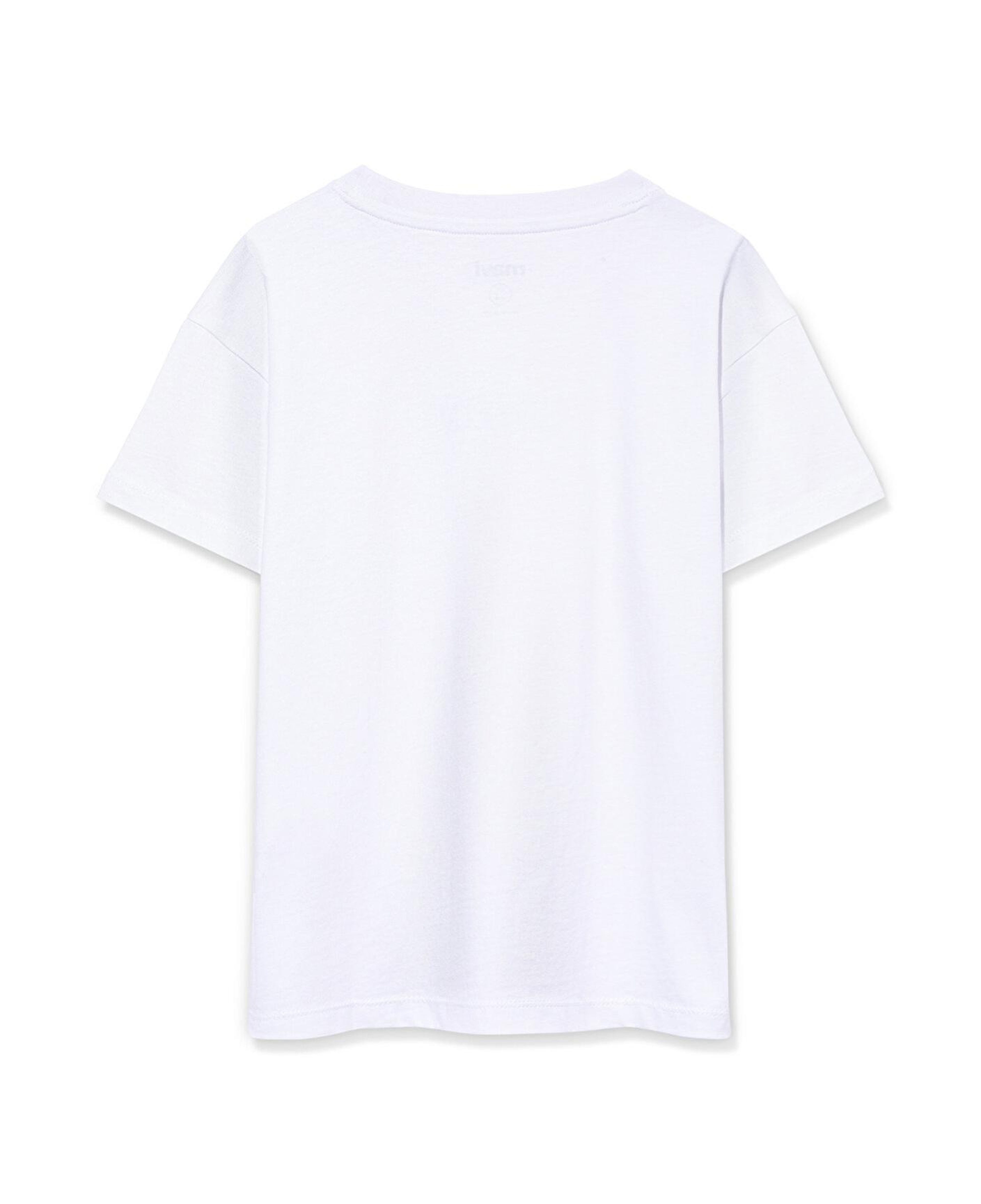 Mavi Miav Baskılı Beyaz Oversize Çocuk Tişört Loose Fit / Bol Rahat Kesim 7610158-620