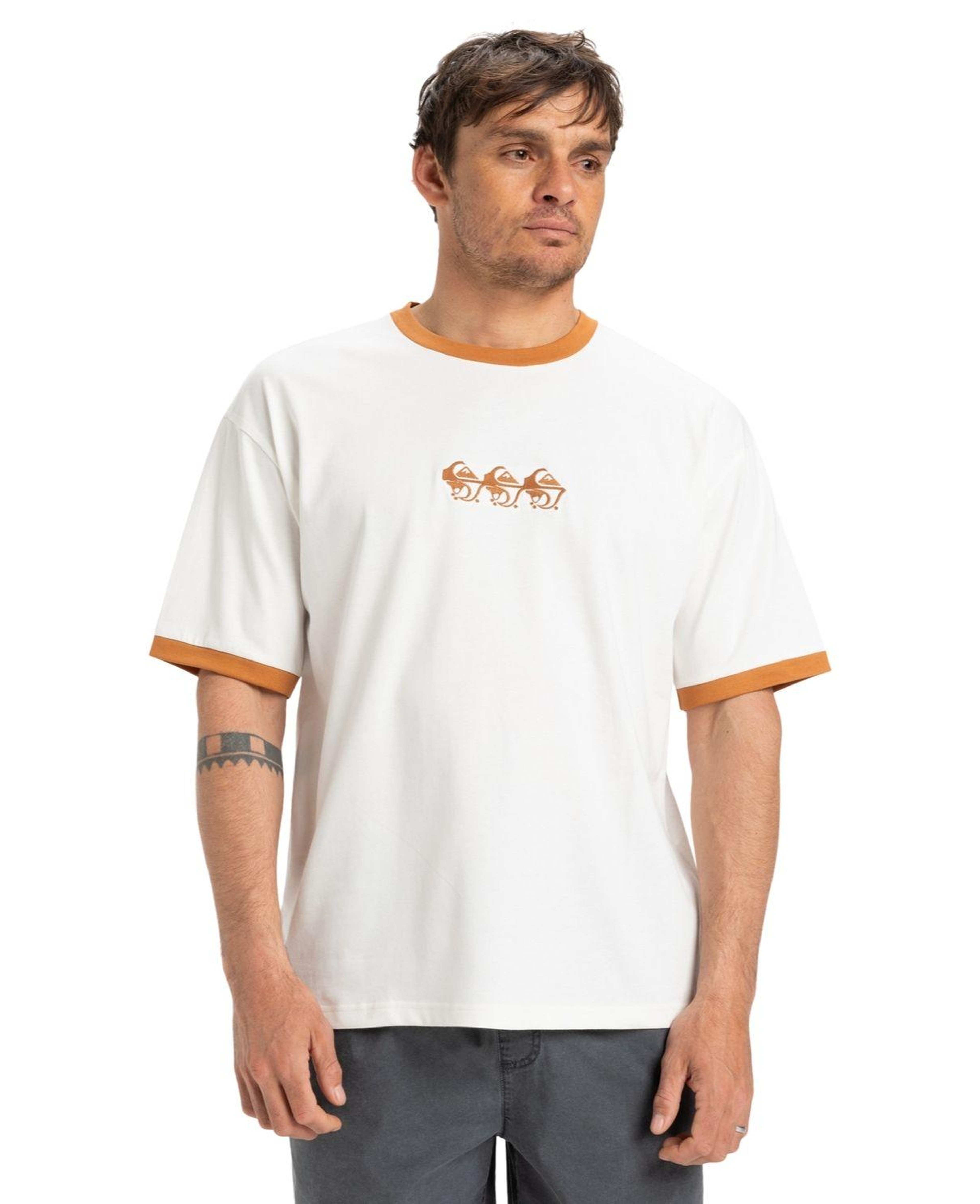 Quiksilver Ticket To The Beach Ringer Erkek Beyaz Tişört