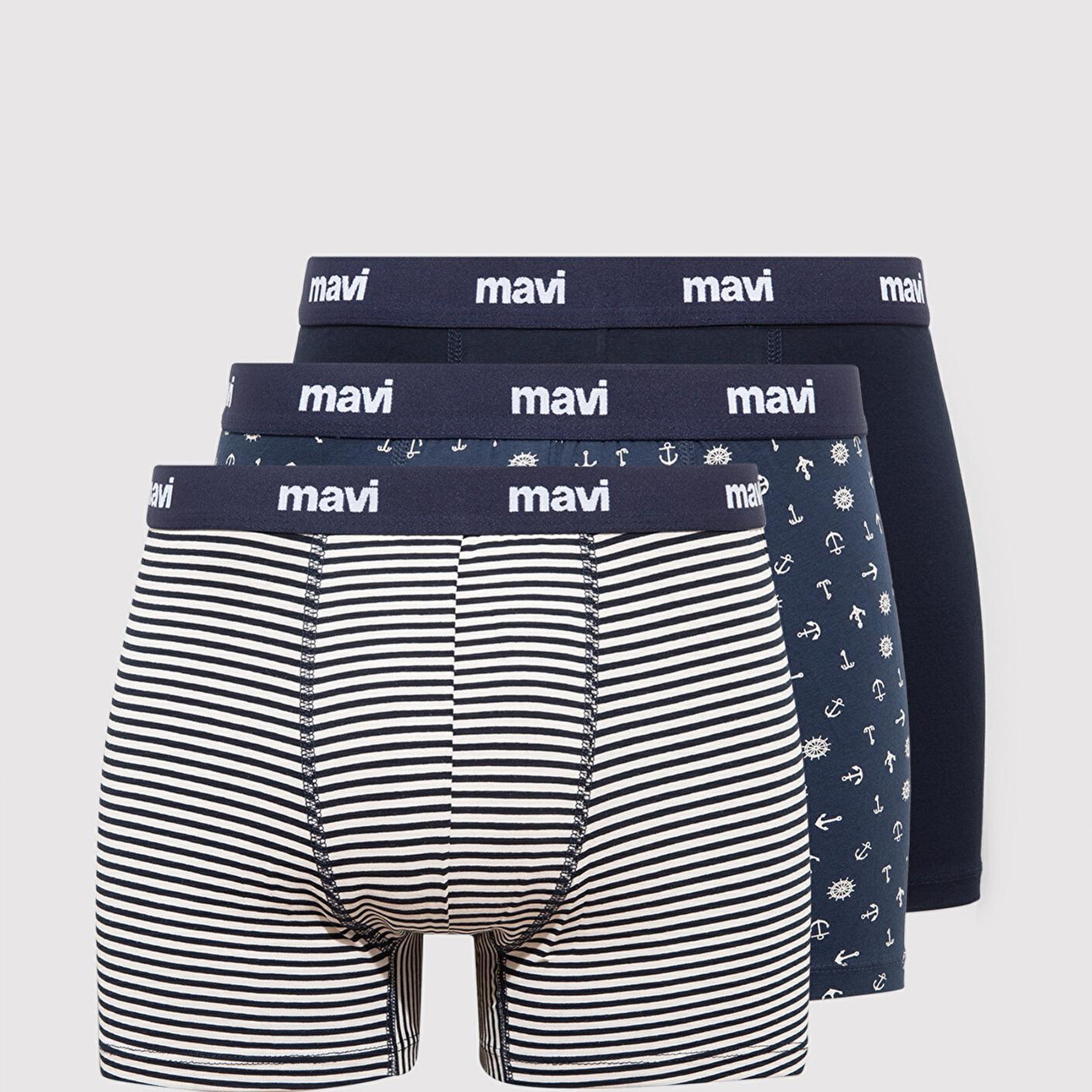 Mavi 3lü Baskılı Lacivert Boxer  0911505-70490