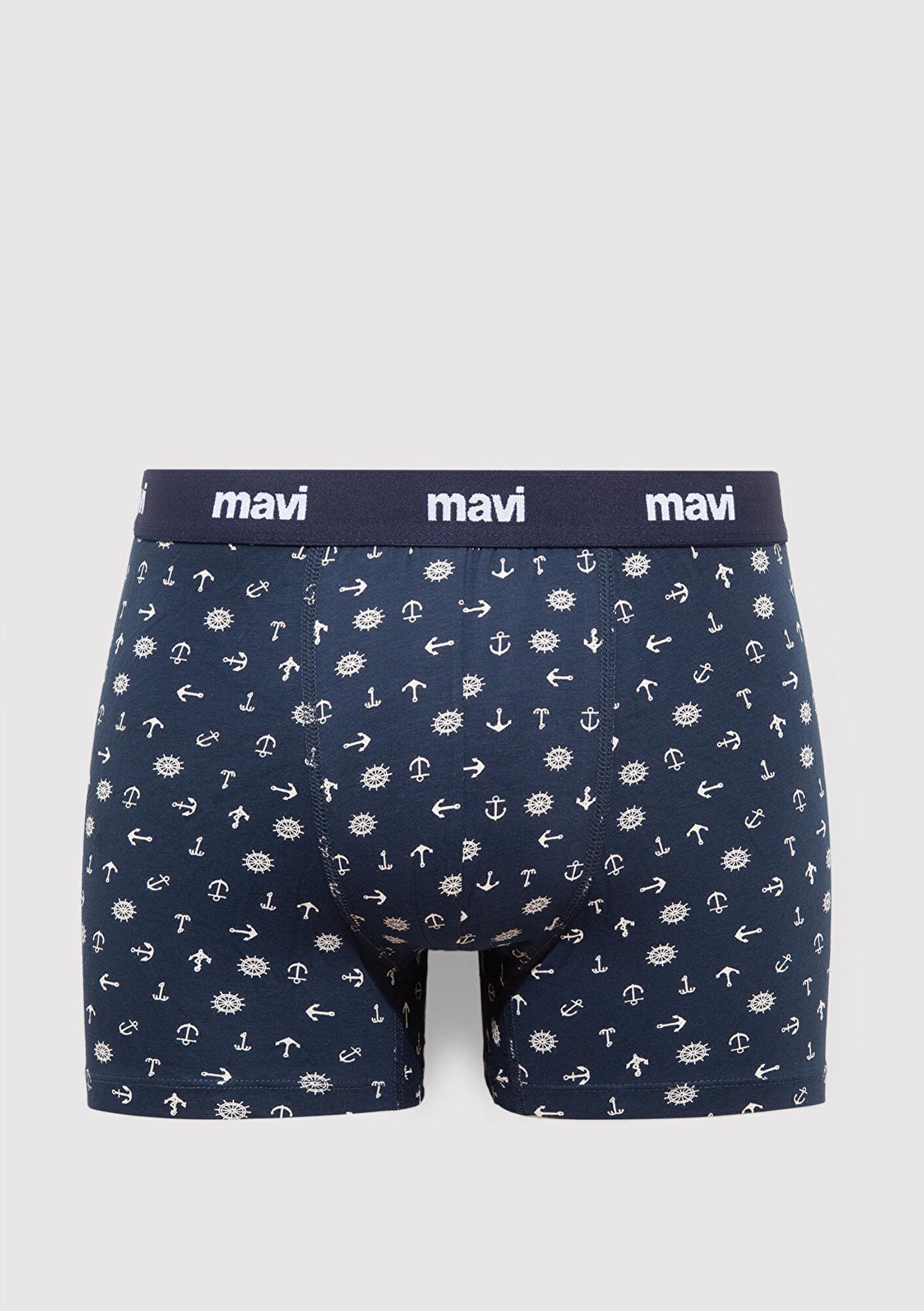 Mavi 3lü Baskılı Lacivert Boxer  0911505-70490