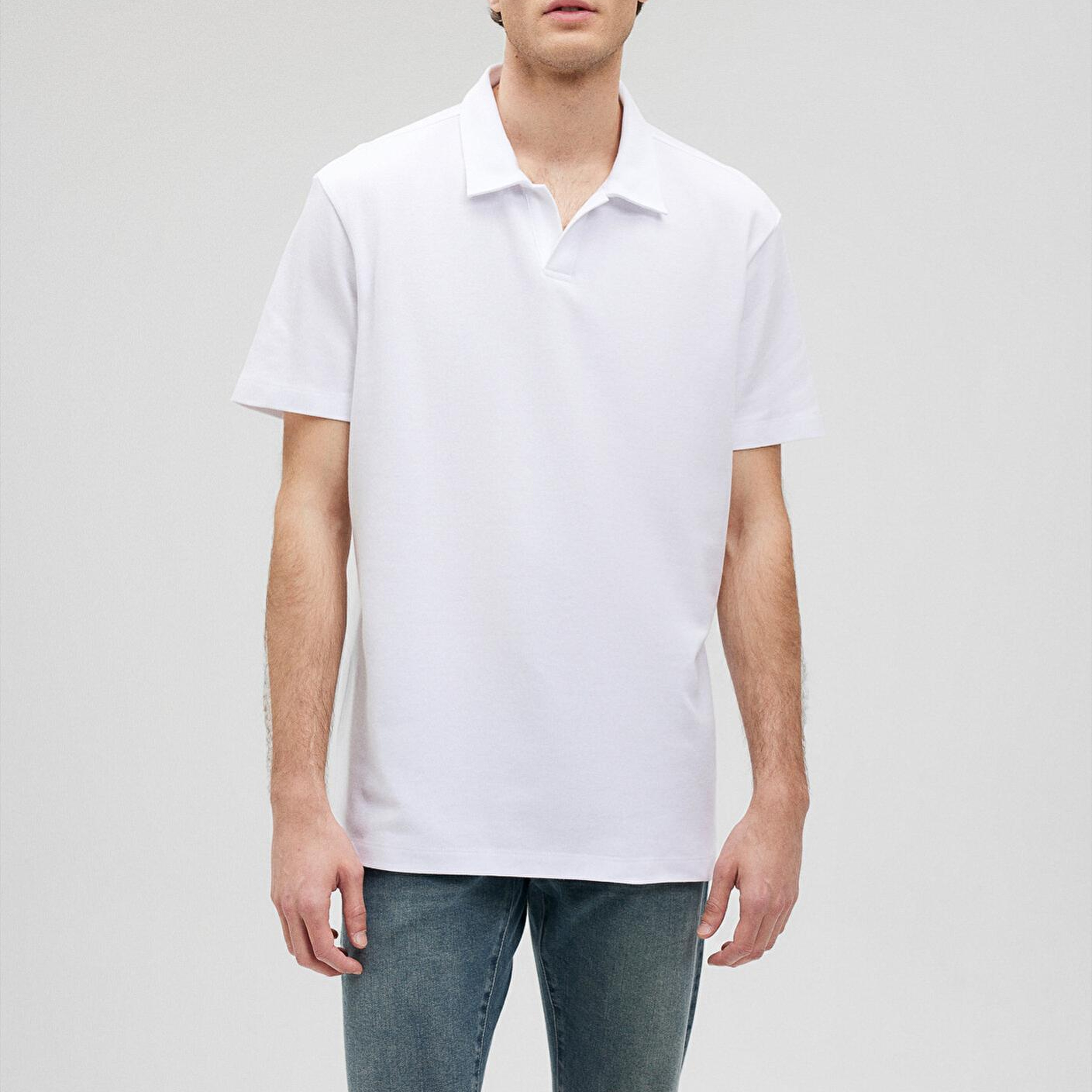 Mavi Beyaz Polo Tişört Loose Fit / Bol Rahat Kesim 0611904-620
