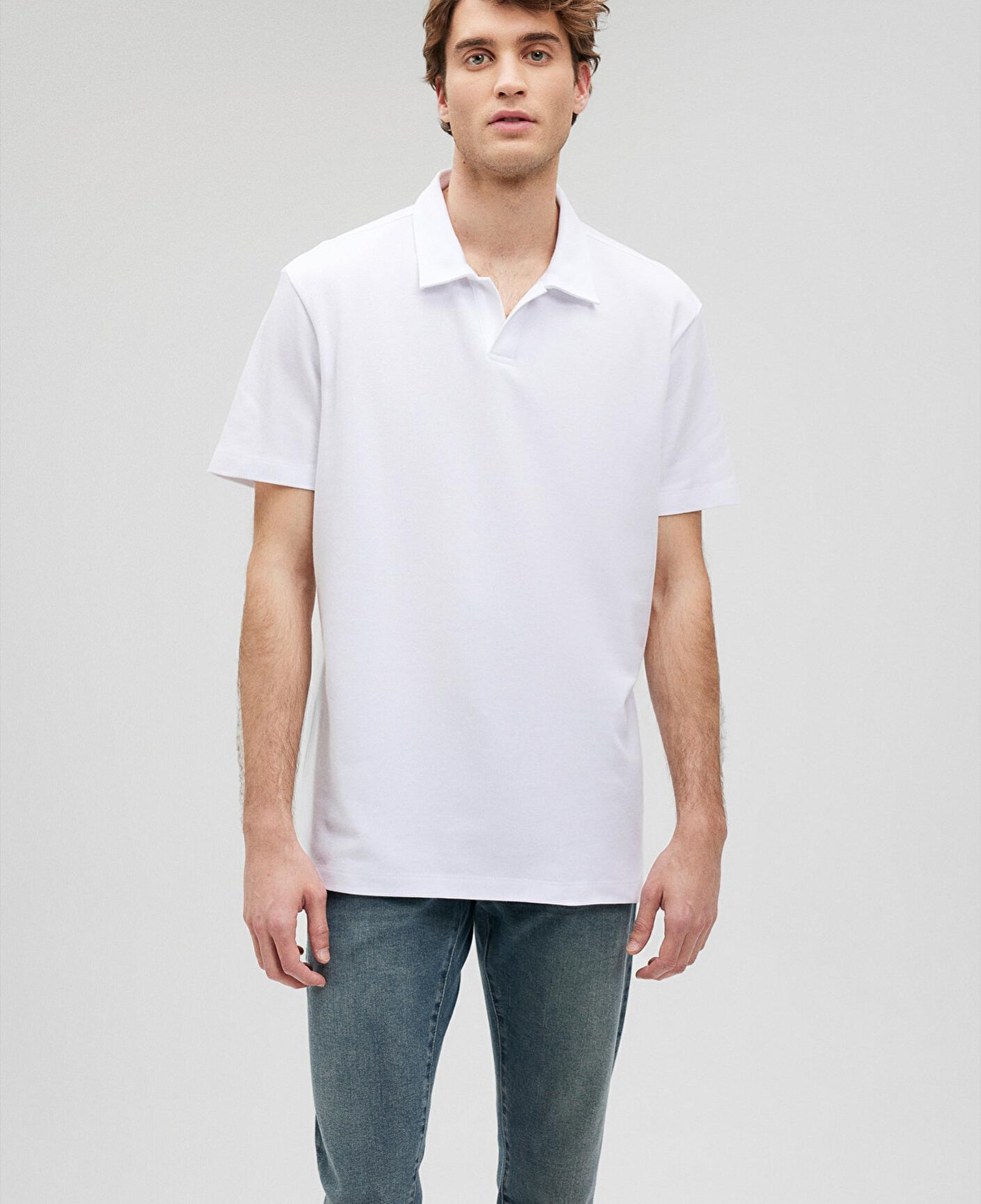 Mavi Beyaz Polo Tişört Loose Fit / Bol Rahat Kesim 0611904-620