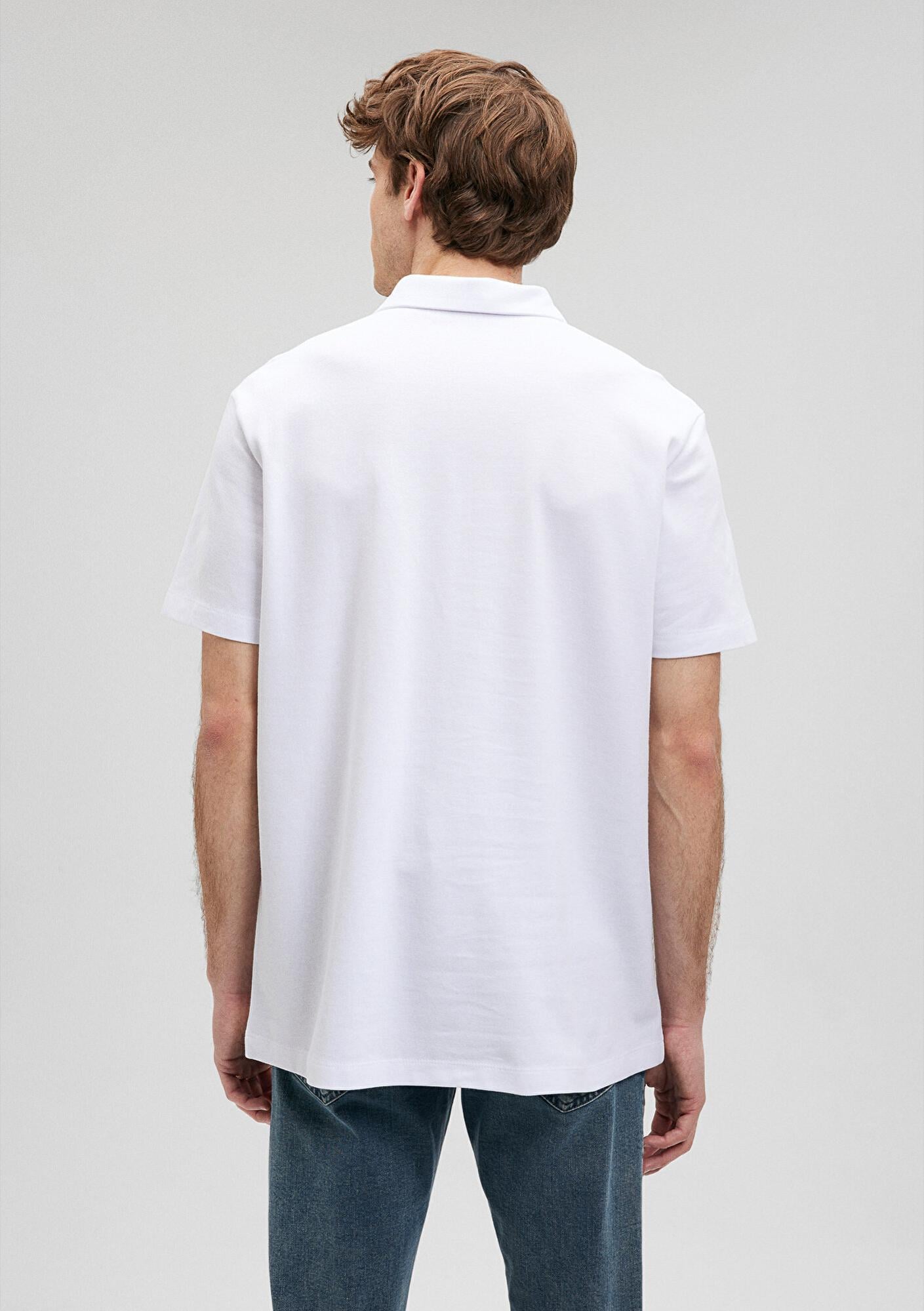 Mavi Beyaz Polo Tişört Loose Fit / Bol Rahat Kesim 0611904-620