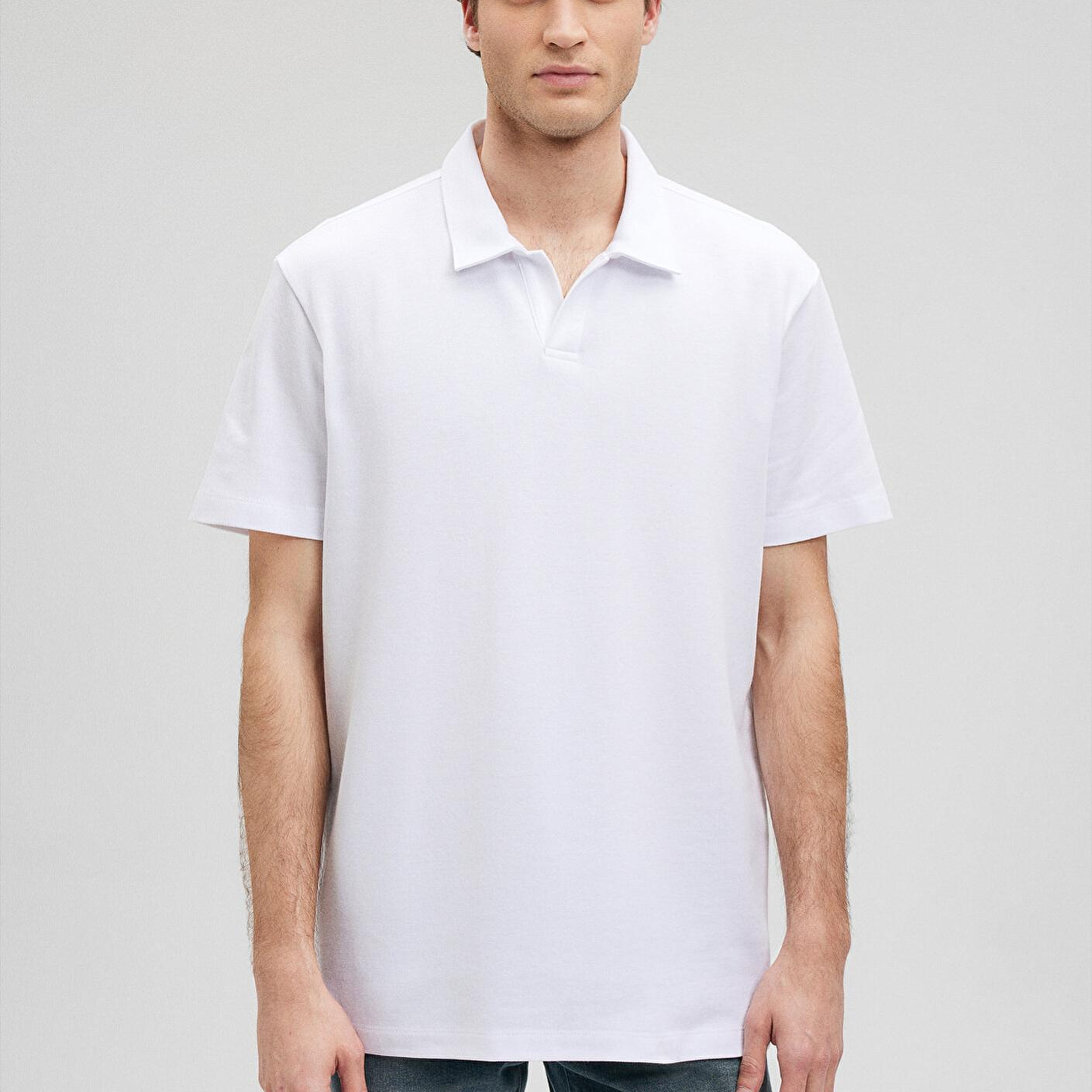 Mavi Beyaz Polo Tişört Loose Fit / Bol Rahat Kesim 0611904-620