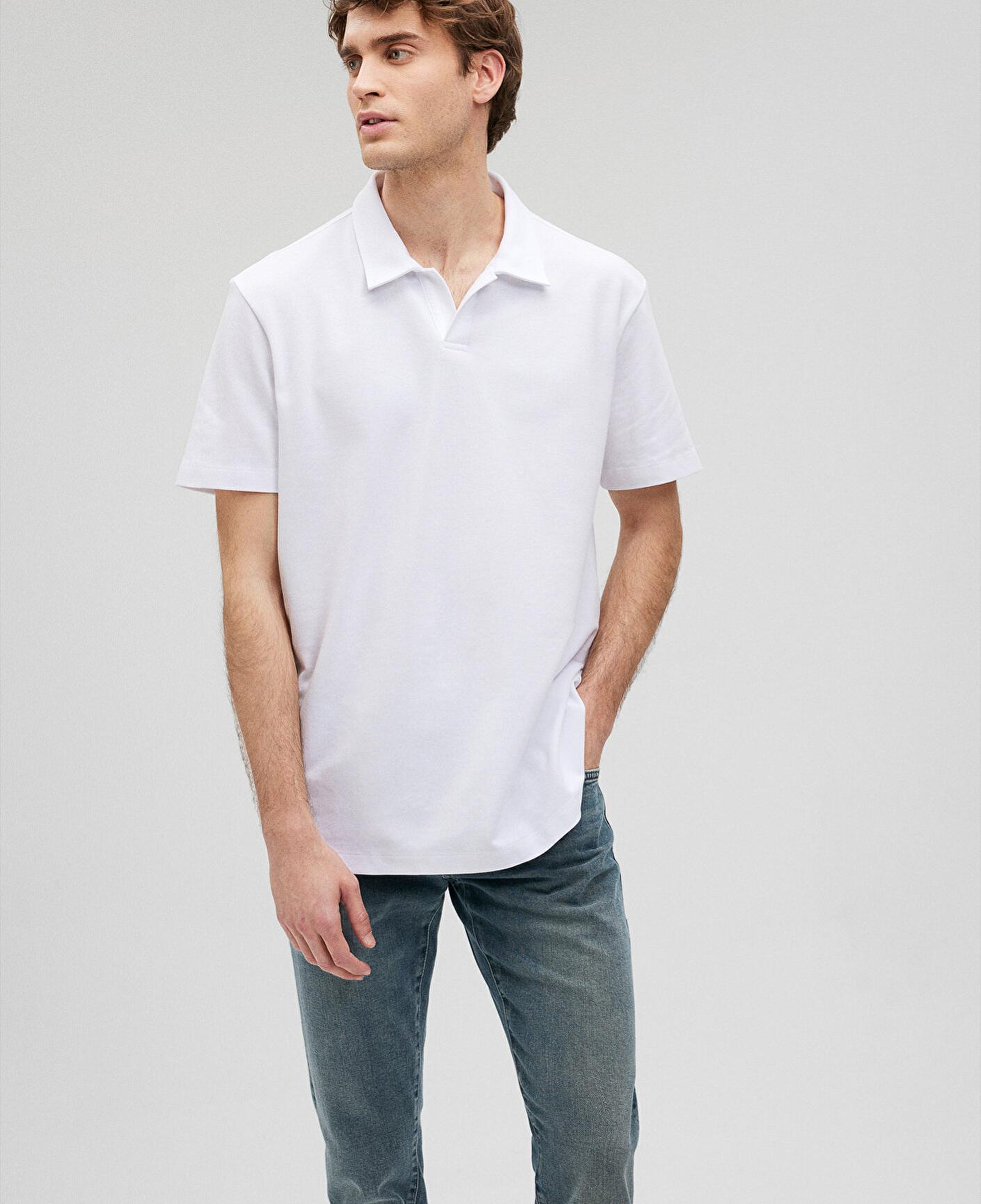 Mavi Beyaz Polo Tişört Loose Fit / Bol Rahat Kesim 0611904-620