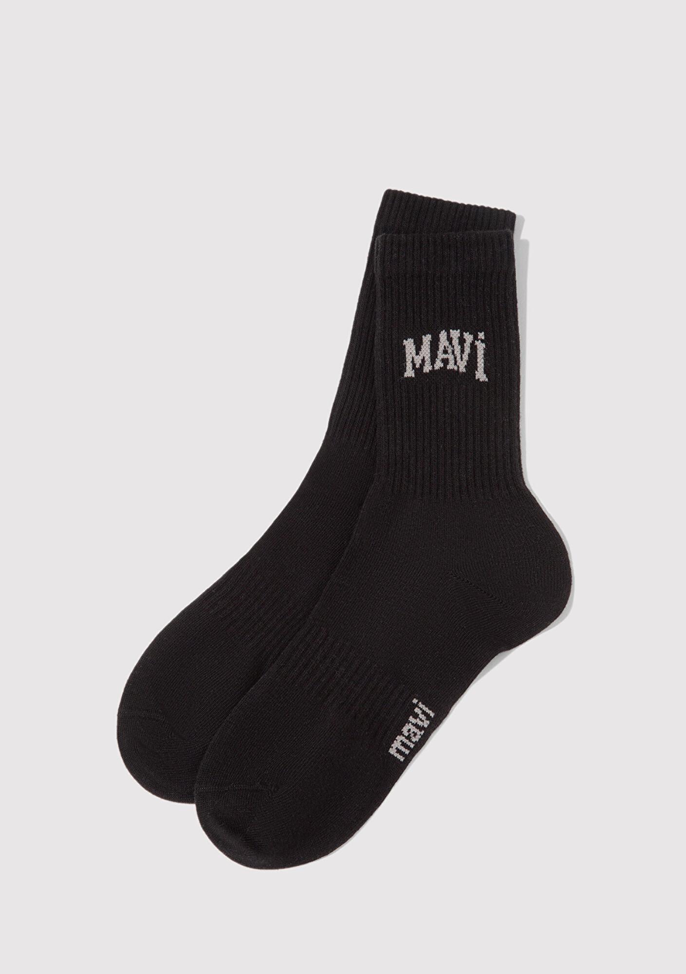 Mavi Mavi Logo Baskılı Siyah Soket Çorap 0911160-900