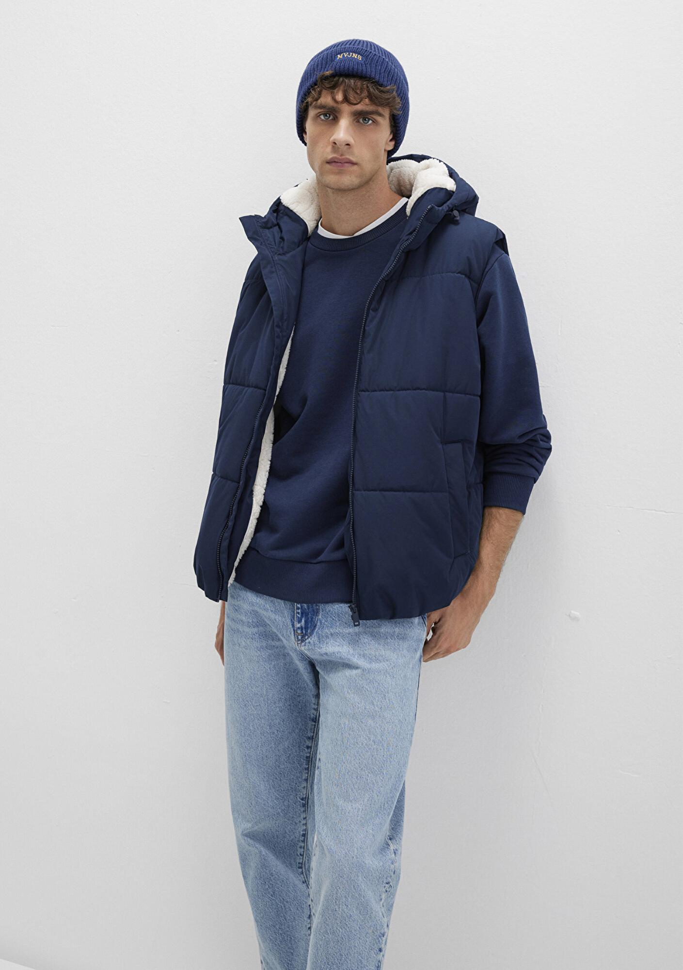 Mavi Kapüşonlu Lacivert Şişme Yelek Regular Fit / Normal Kesim 0110455-82318